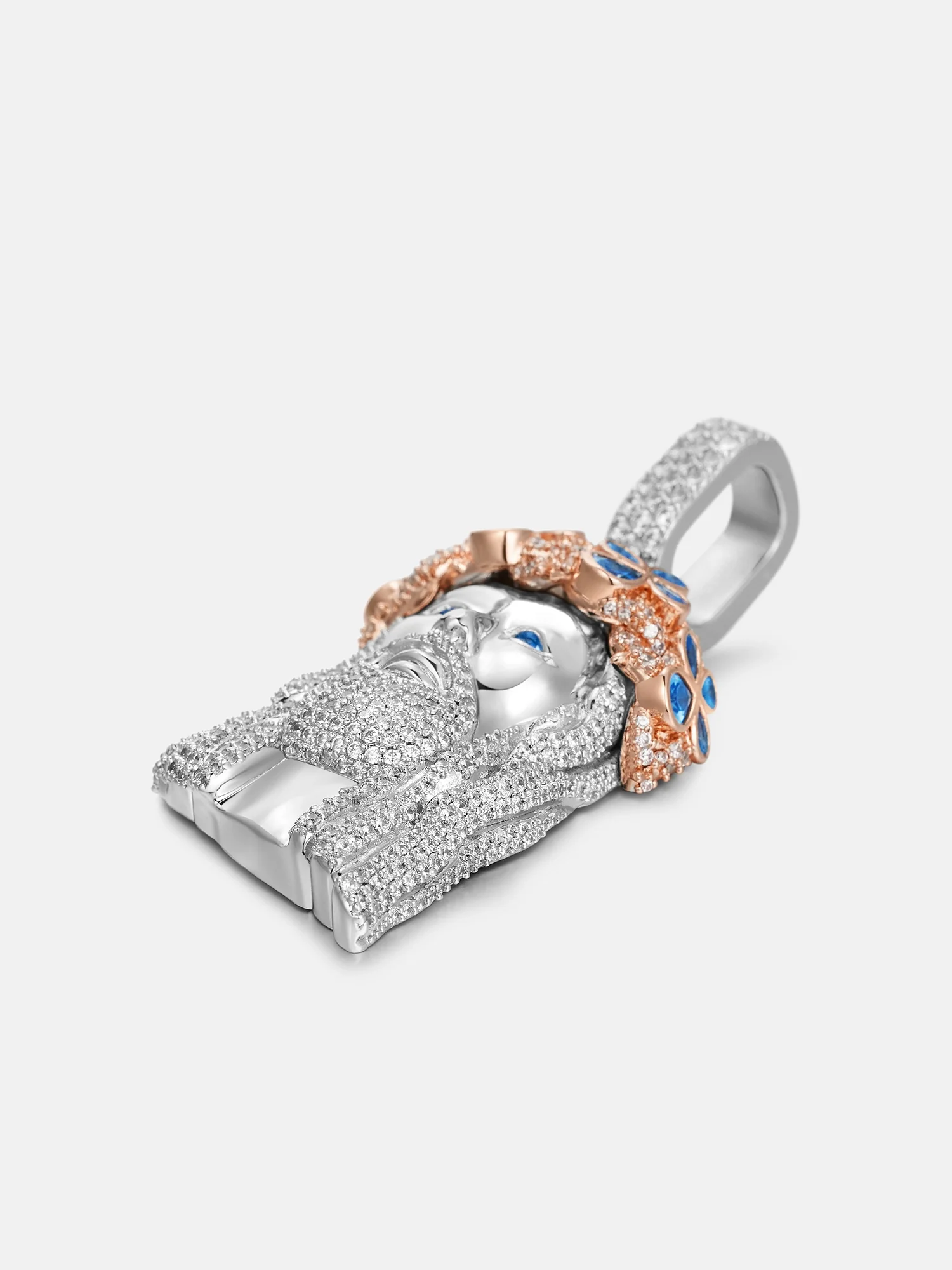 Moissanite Jesus Pendant Blue Topaz 2.3CT - Image 4