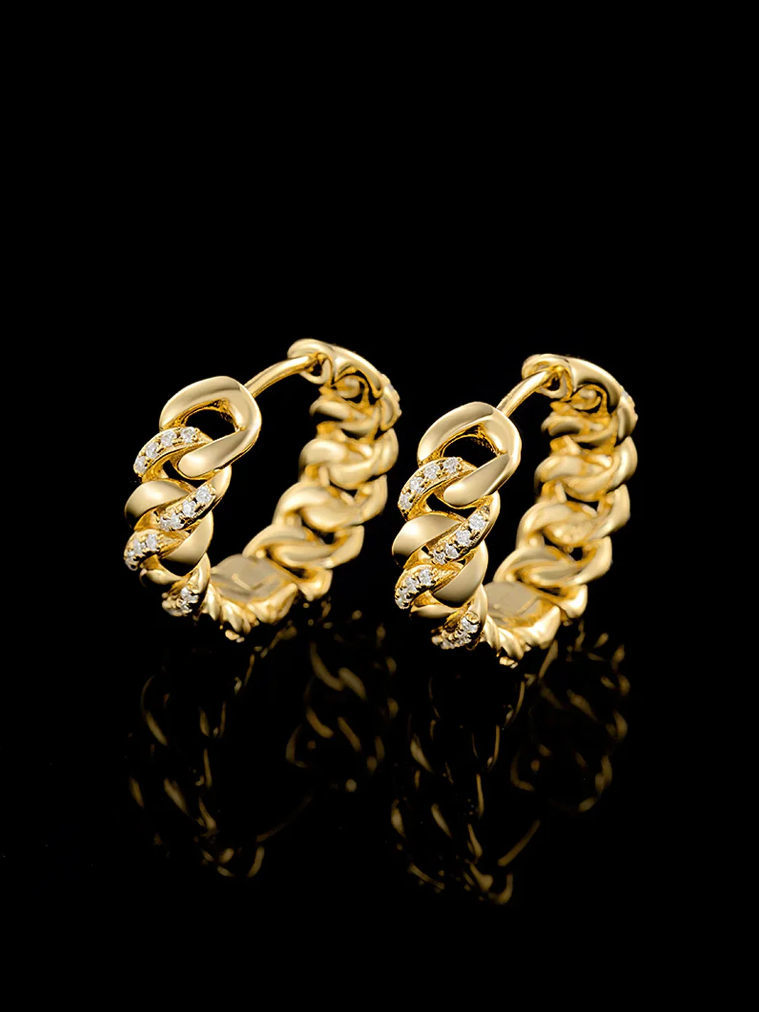 Moissanite Link Chain Hoop Earrings - Image 5