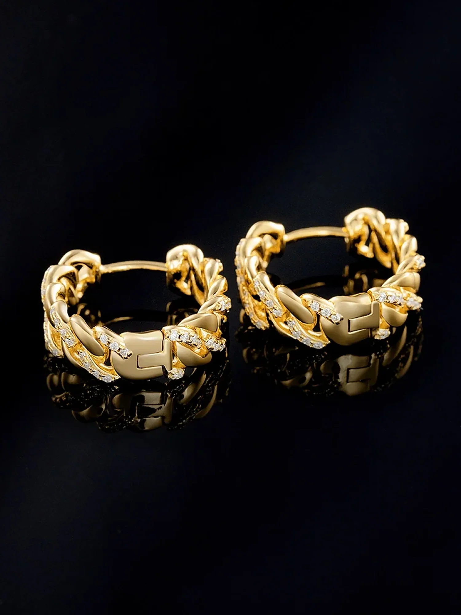Moissanite Link Chain Hoop Earrings - Image 6