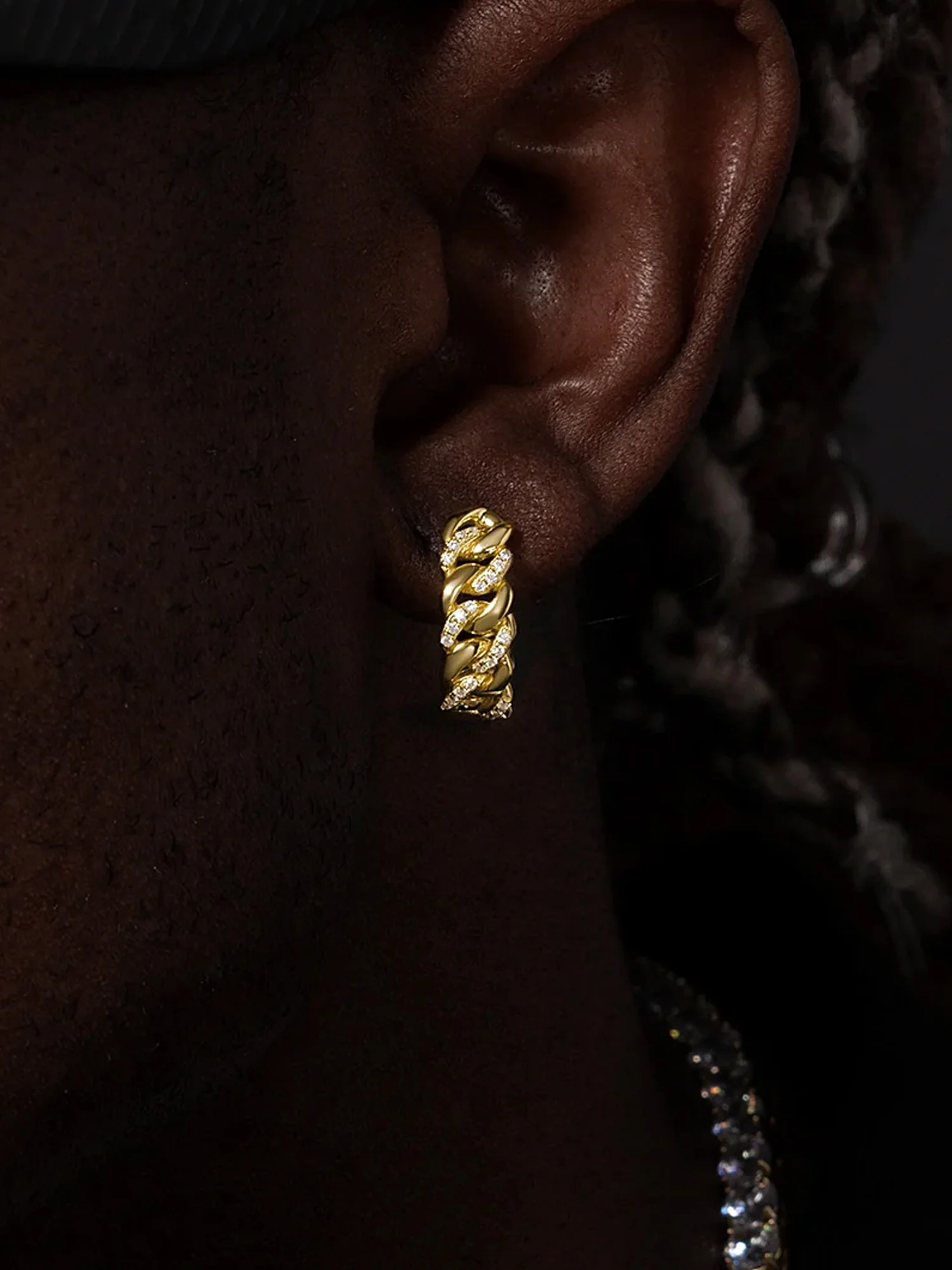Moissanite Link Chain Hoop Earrings - Image 9