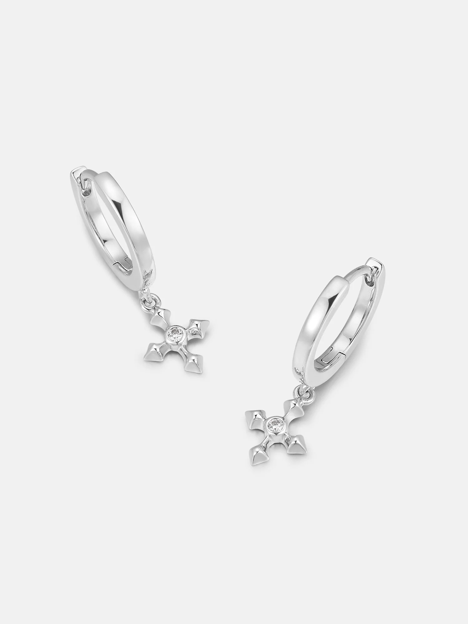 Moissanite Mirco Arrow Cross Hoop Earrings - Image 3