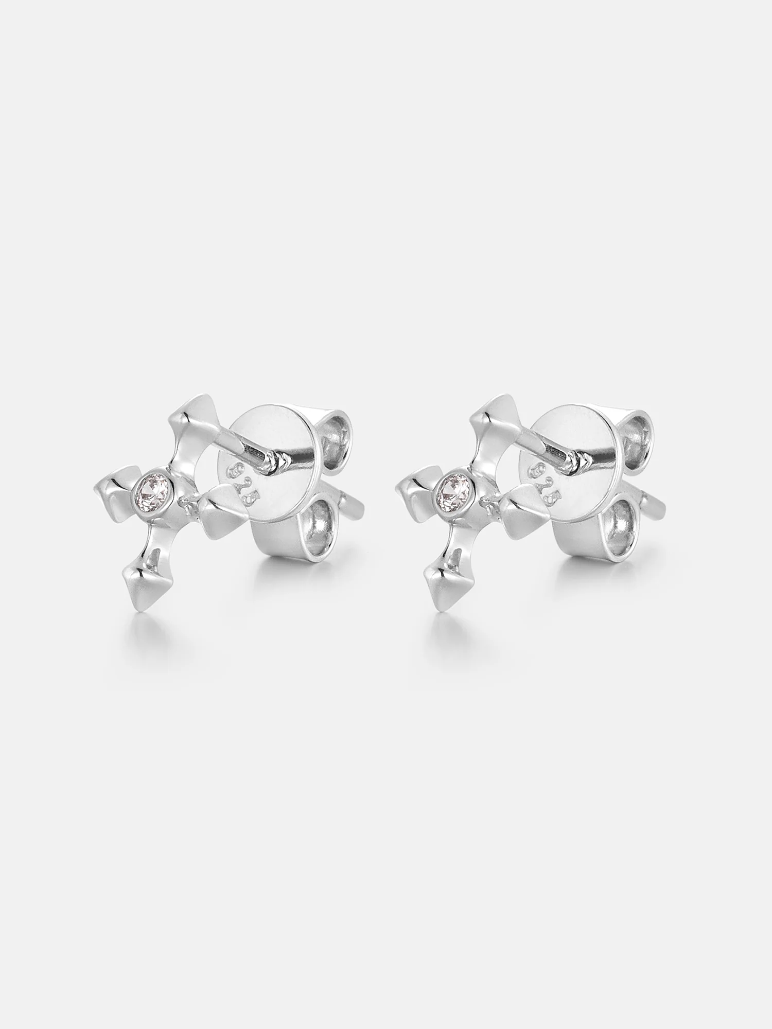 Moissanite Mirco Arrow Cross Stud Earrings - Image 2