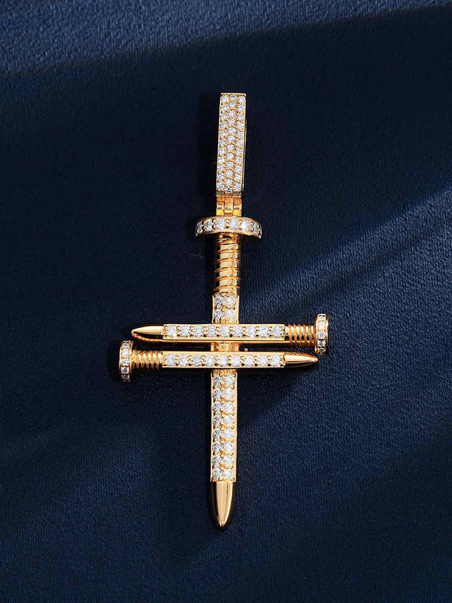 Moissanite Nail Cross Pendant - Image 3