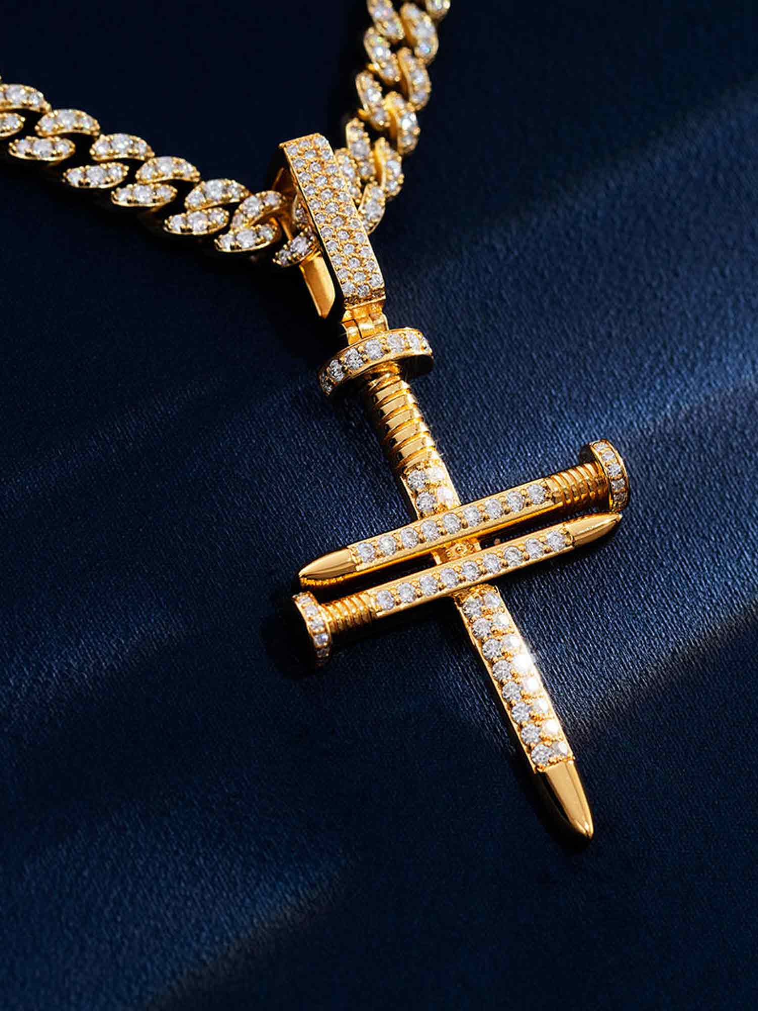 Moissanite Nail Cross Pendant - Image 4
