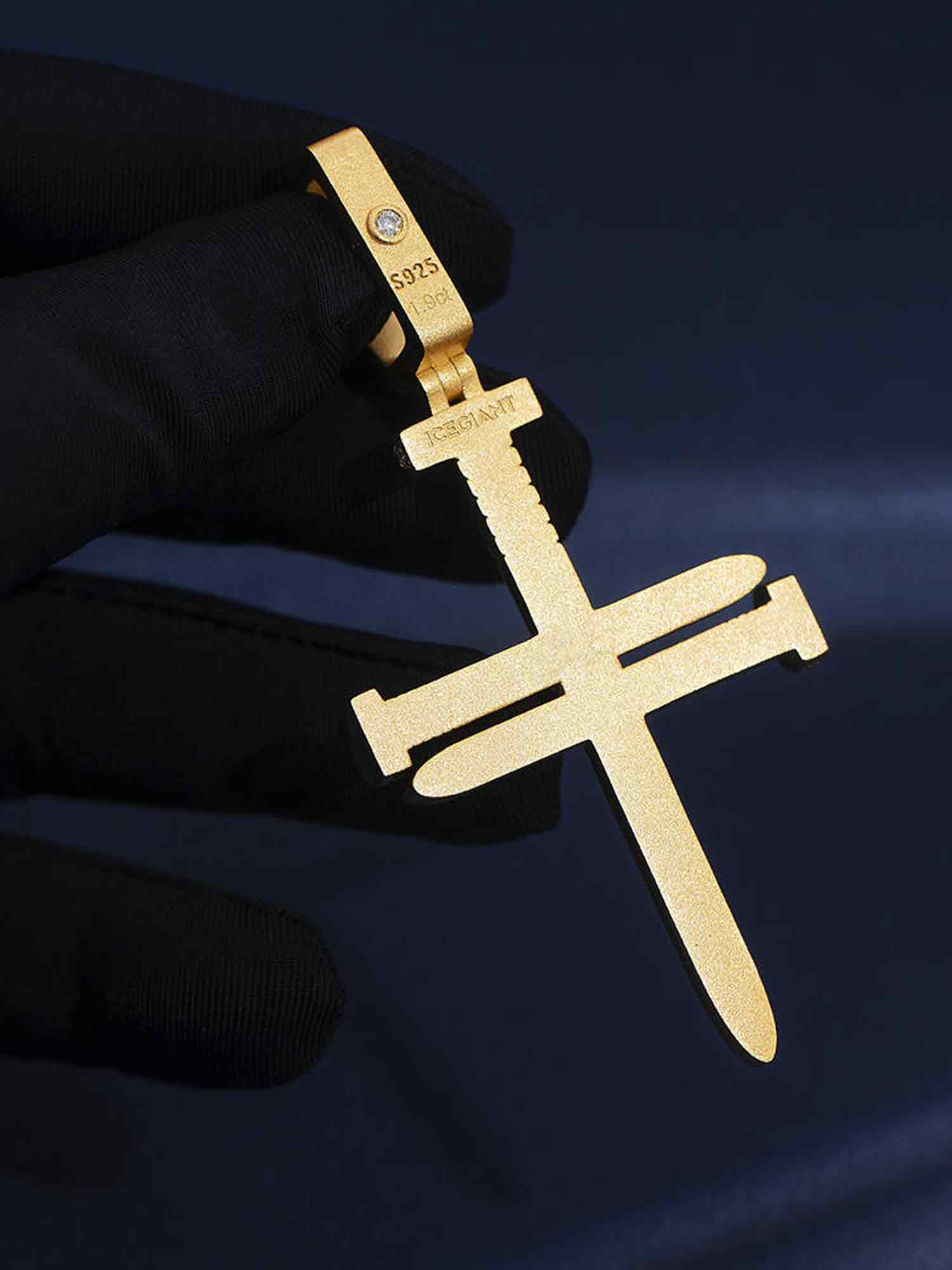 Moissanite Nail Cross Pendant - Image 5
