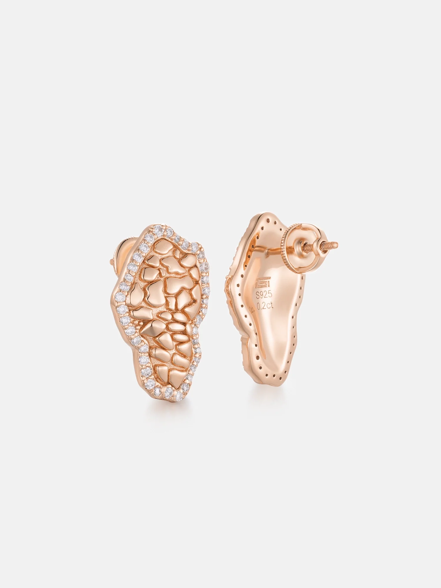 Moissanite Nugget Stud Earrings - Image 2