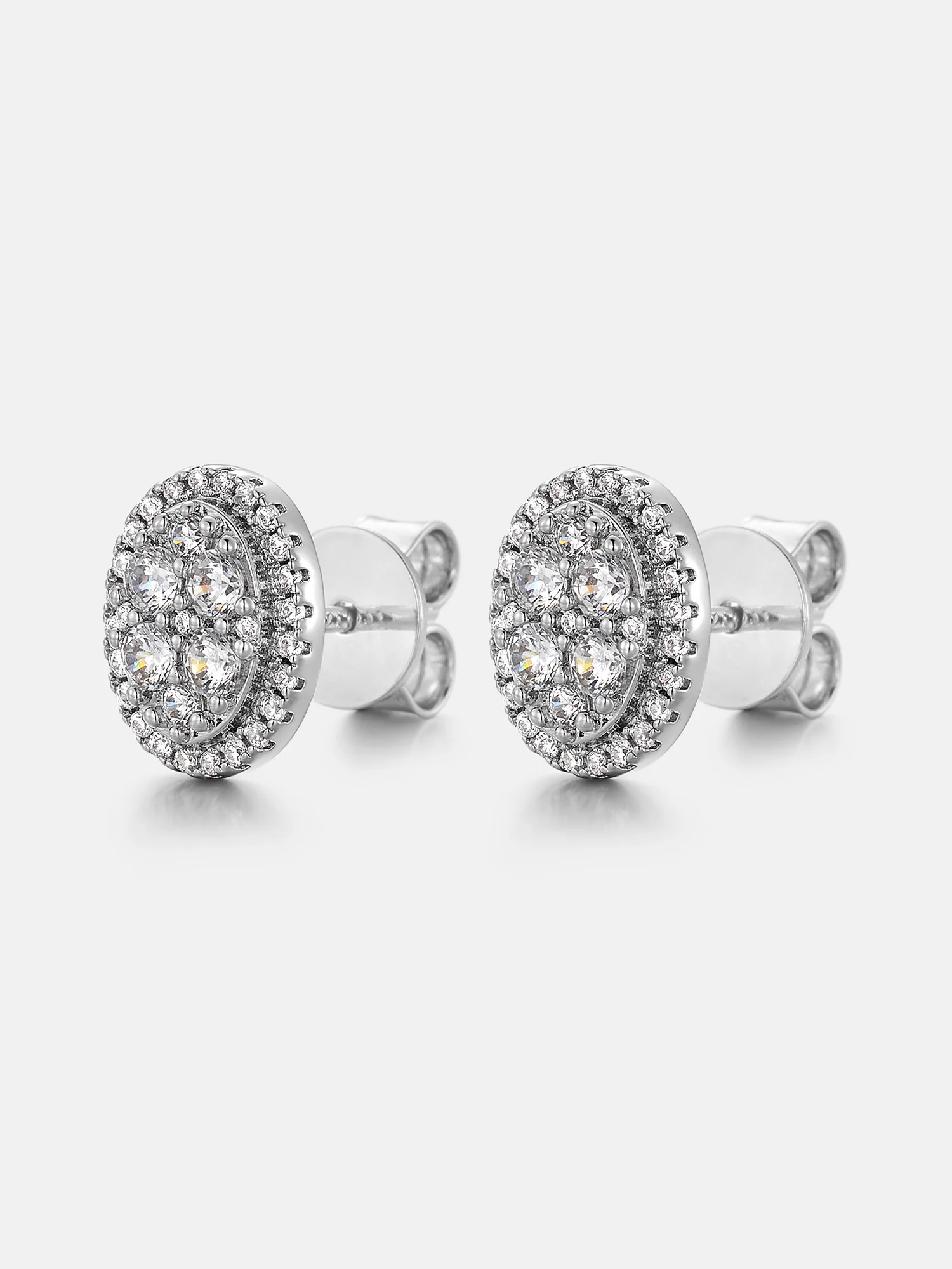 Moissanite Oval Cluster Stud Earrings - Image 2