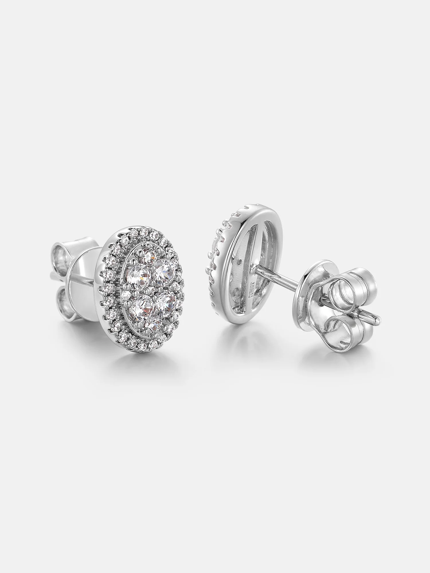 Moissanite Oval Cluster Stud Earrings - Image 3