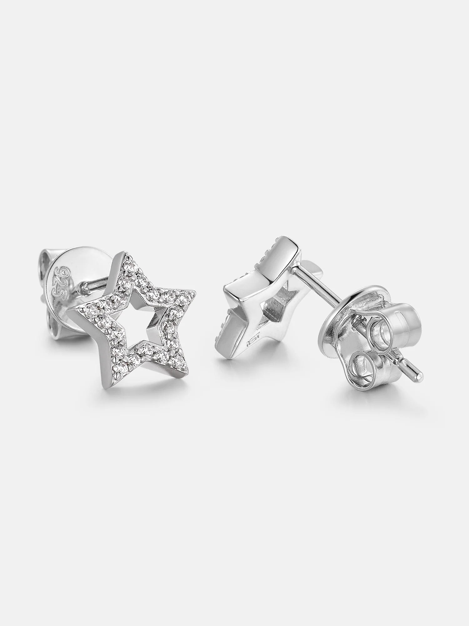 Moissanite Pavé Open Star Stud Earrings - Image 3