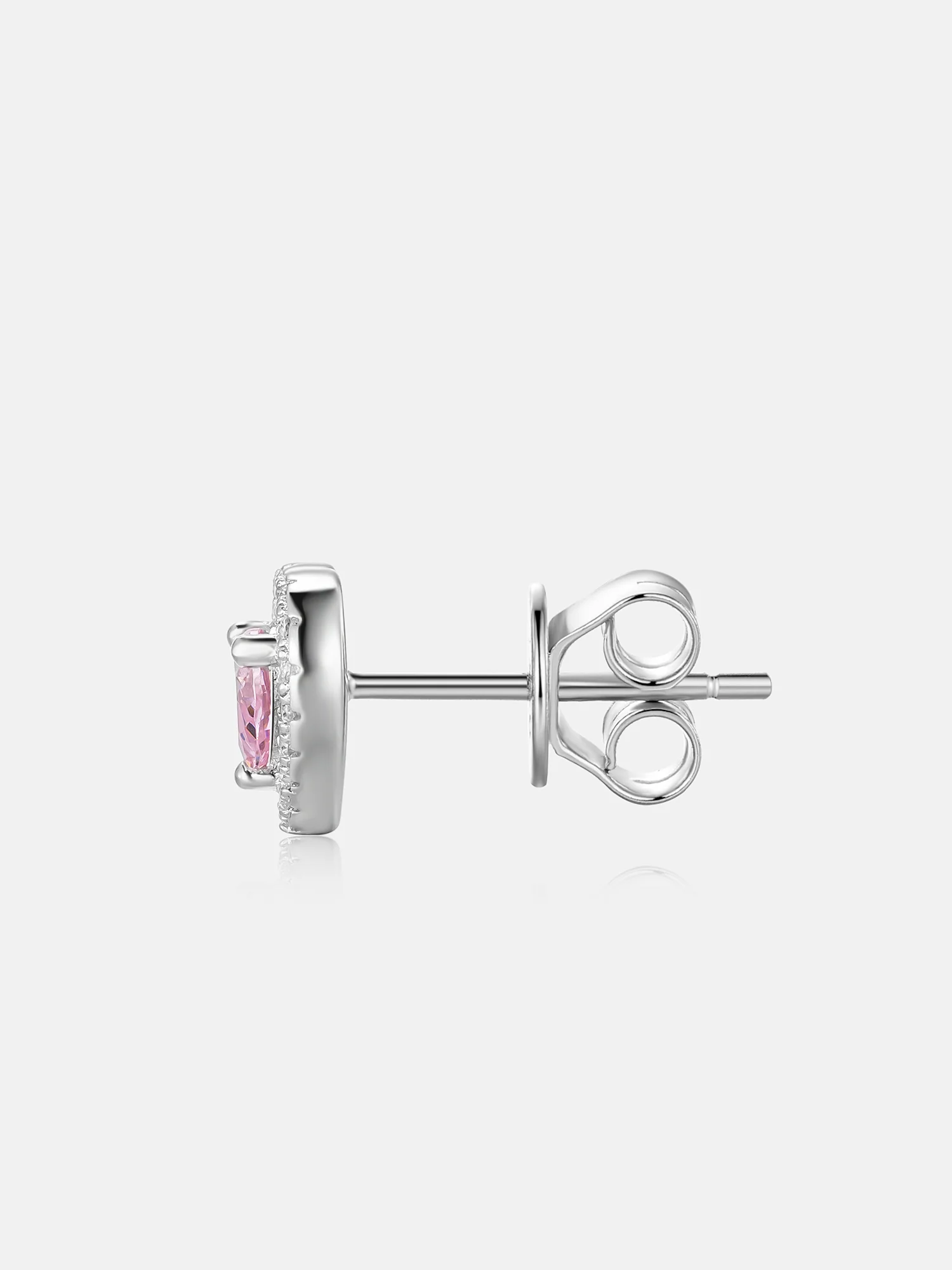 Moissanite Pink Gemstone Heart Shaped Halo Earrings - Image 4