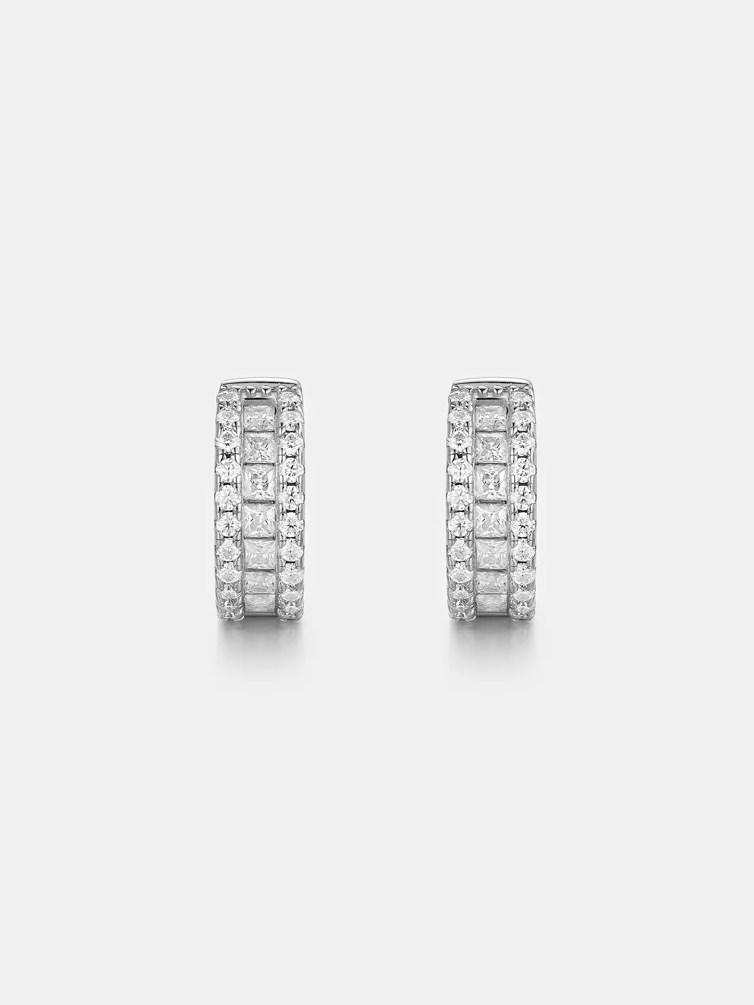 Moissanite Princess Cut Hoop Earrings - Image 4
