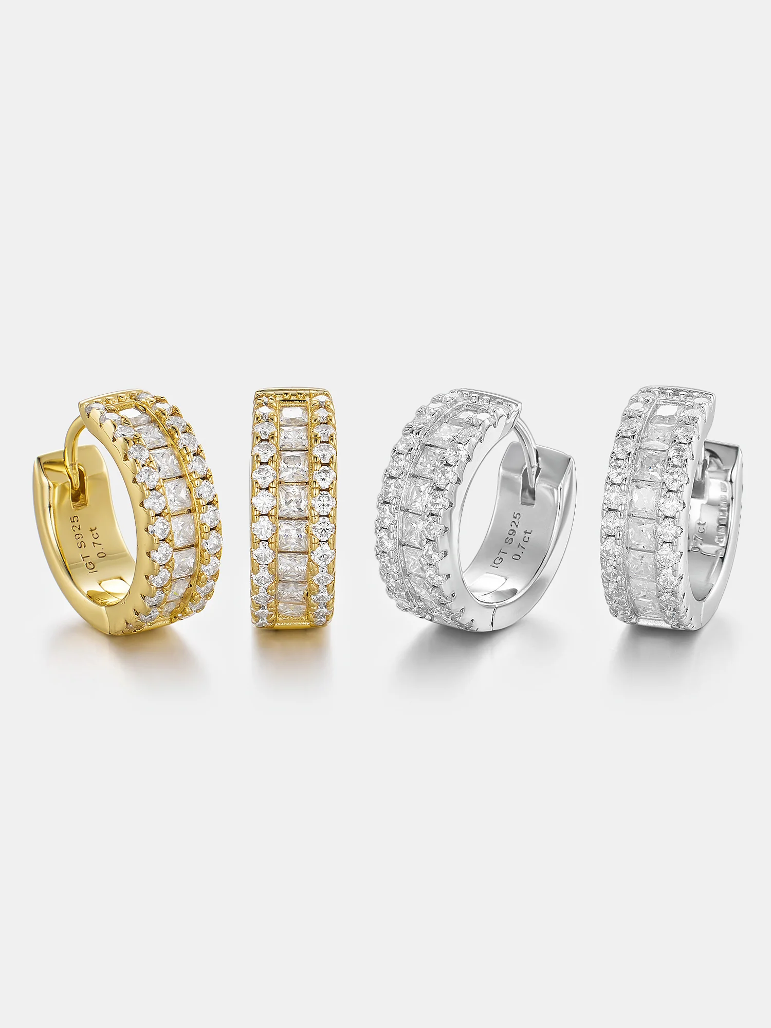 Moissanite Princess Cut Hoop Earrings - Image 5