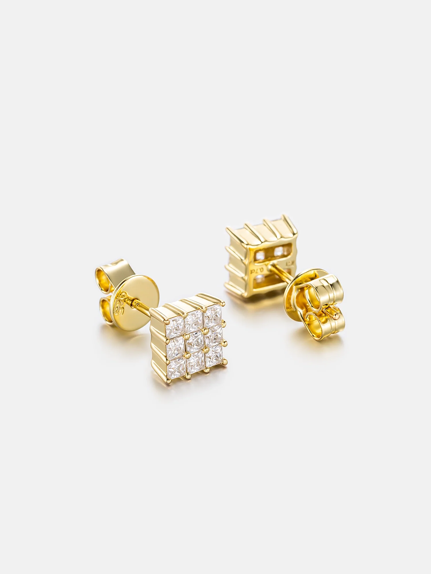 Moissanite Princess Cut Stud Earrings - Image 3