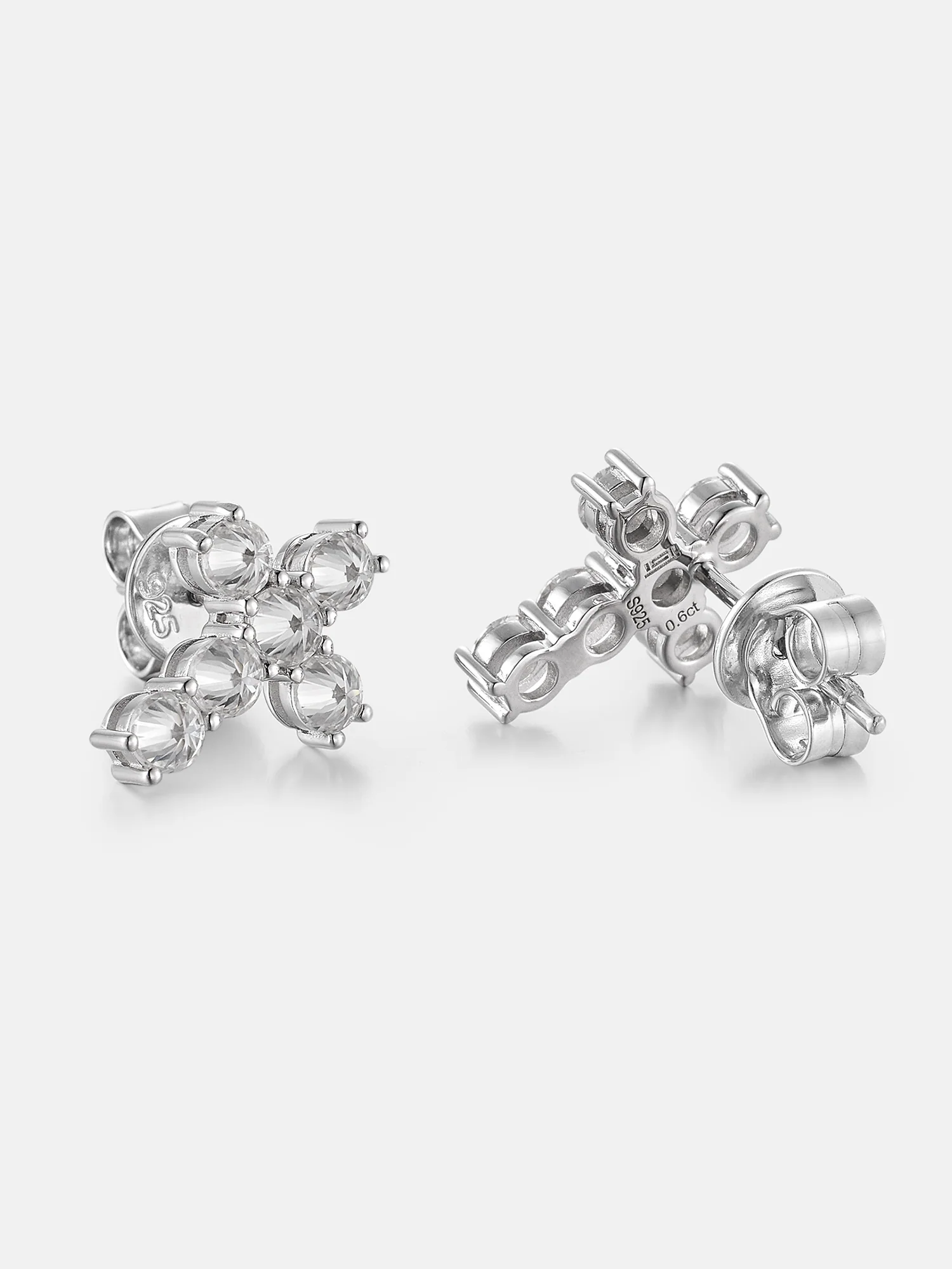 Moissanite Reverse Set Cross Stud Earrings - Image 3