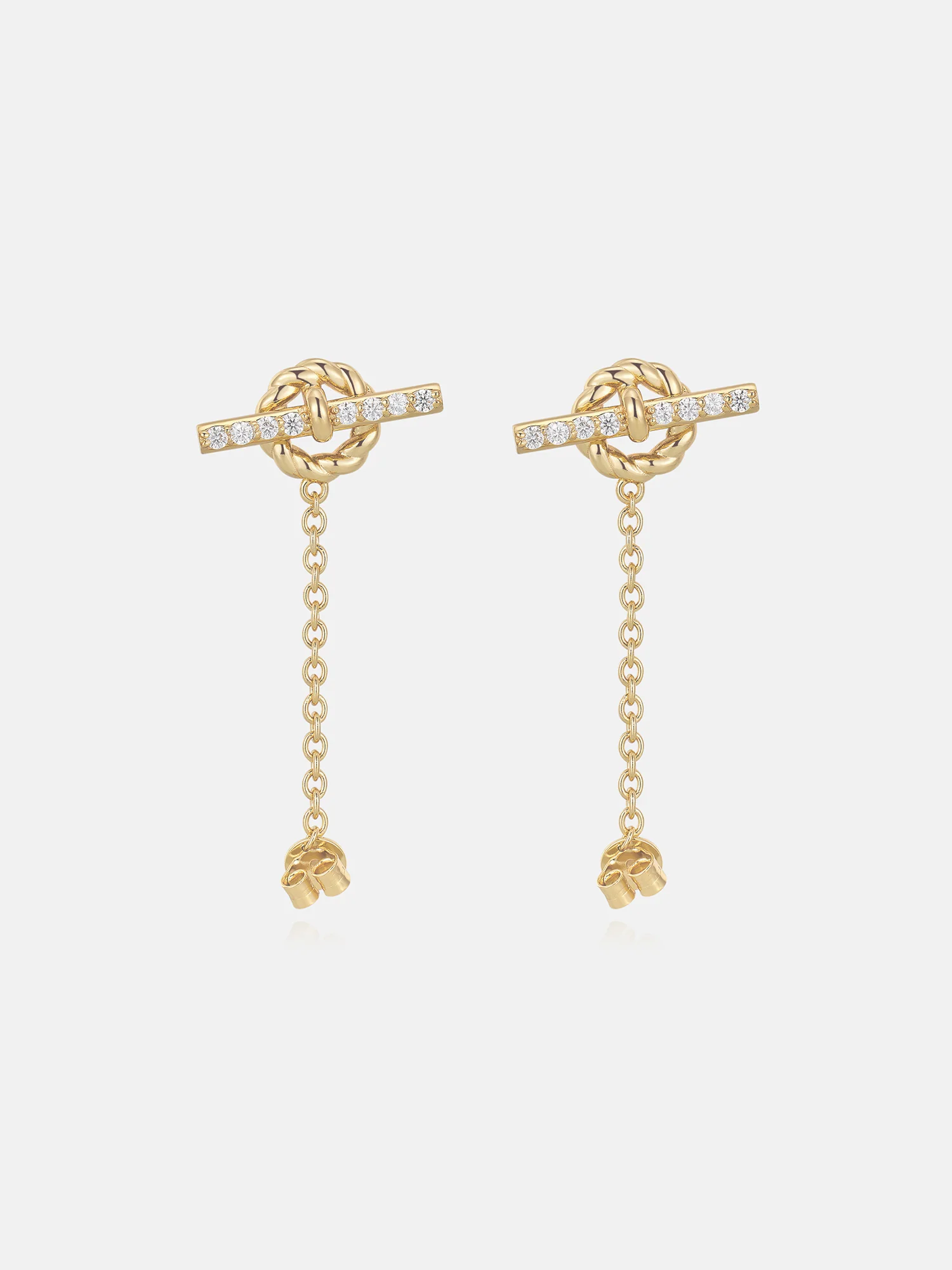 Moissanite Rope Style Drop Stud Earrings - Image 2