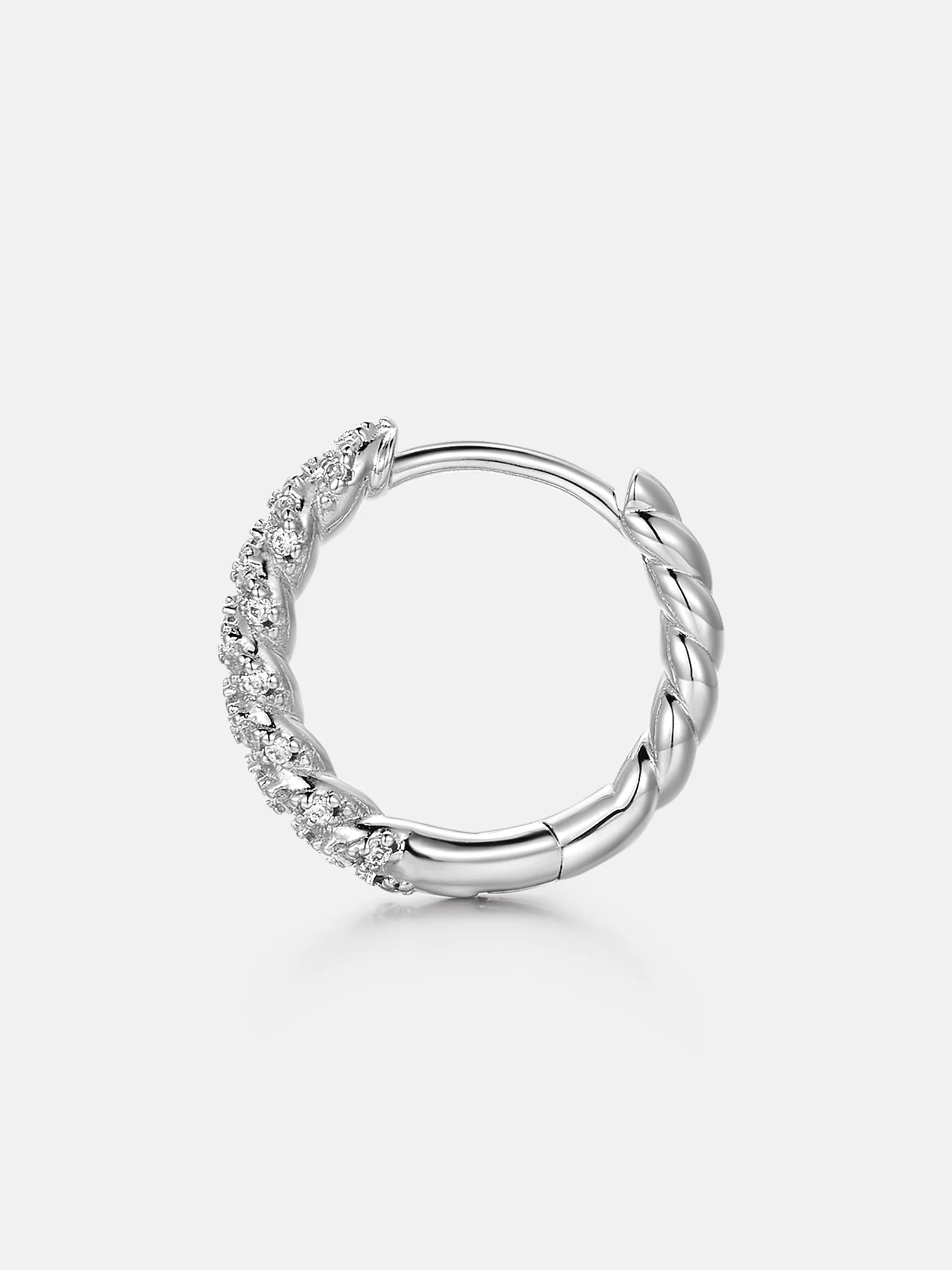 Moissanite Rope Twist Hoop Earrings - Image 4