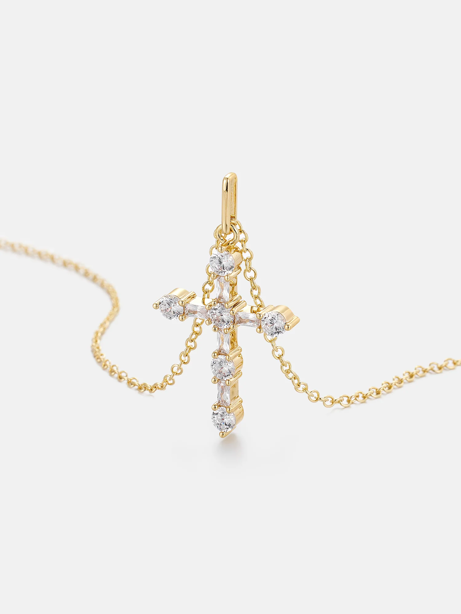 Moissanite Round & Baguette Cut Cross Pendant - Image 4
