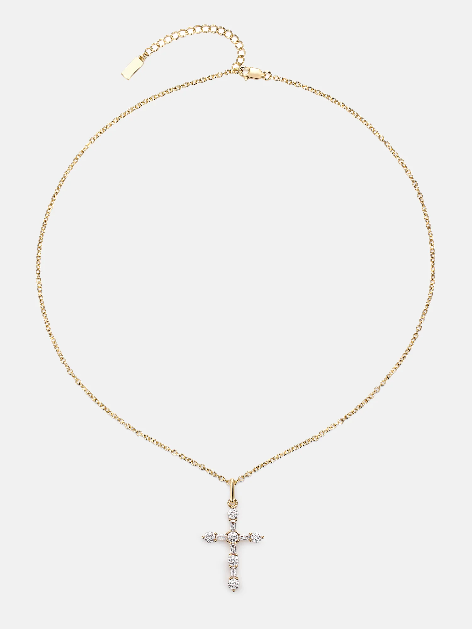 Moissanite Round & Baguette Cut Cross Pendant - Image 5