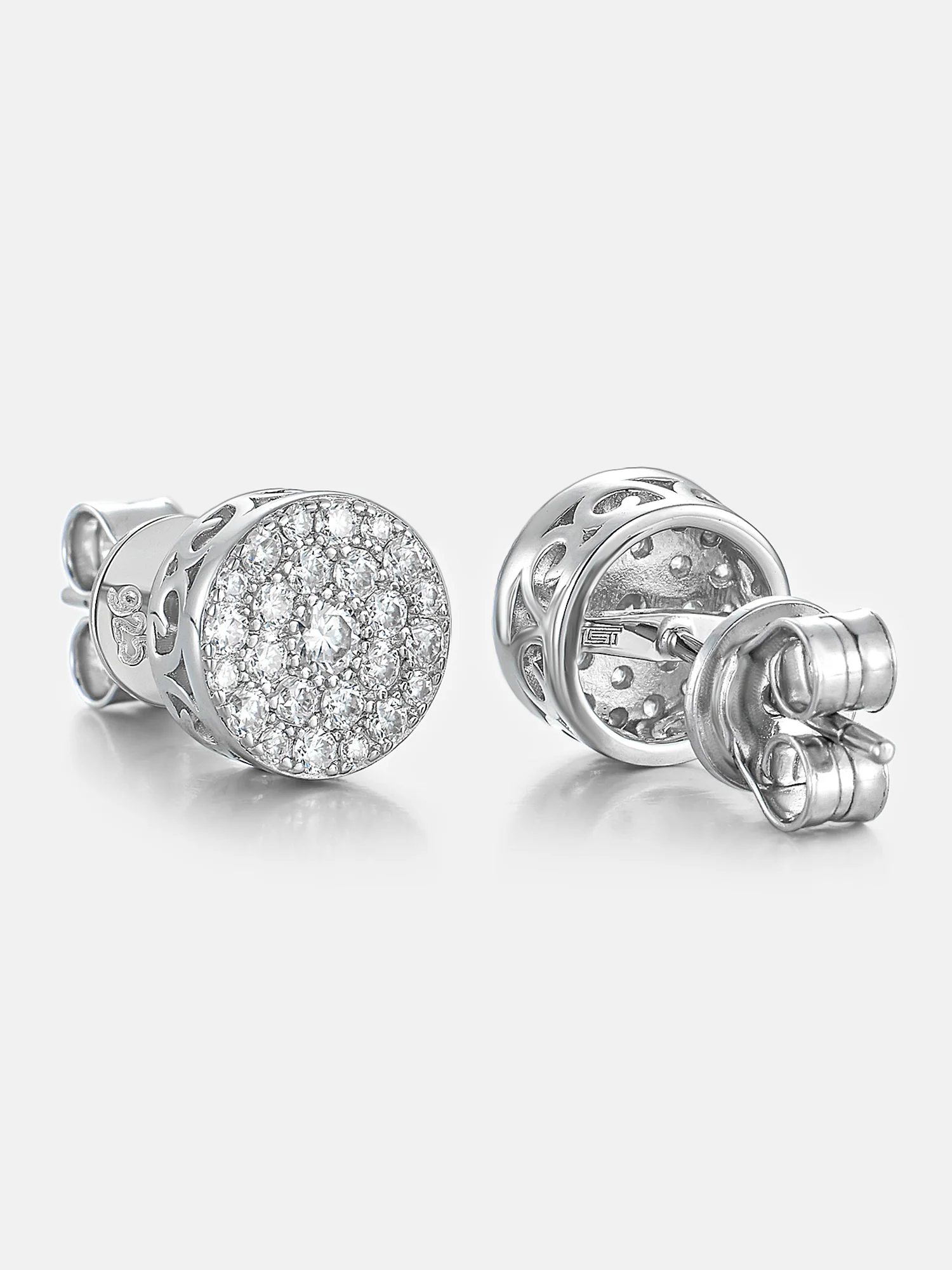 Moissanite Round Circle Cluster Stud Earrings - Image 3