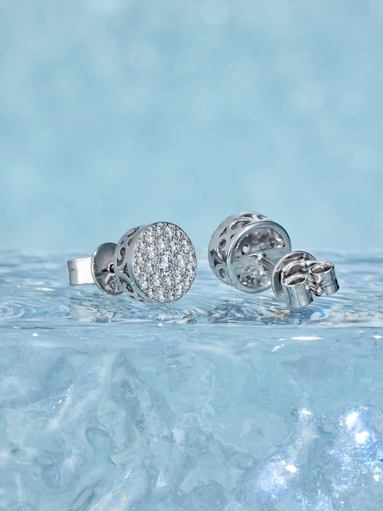 Moissanite Round Circle Cluster Stud Earrings - Image 6