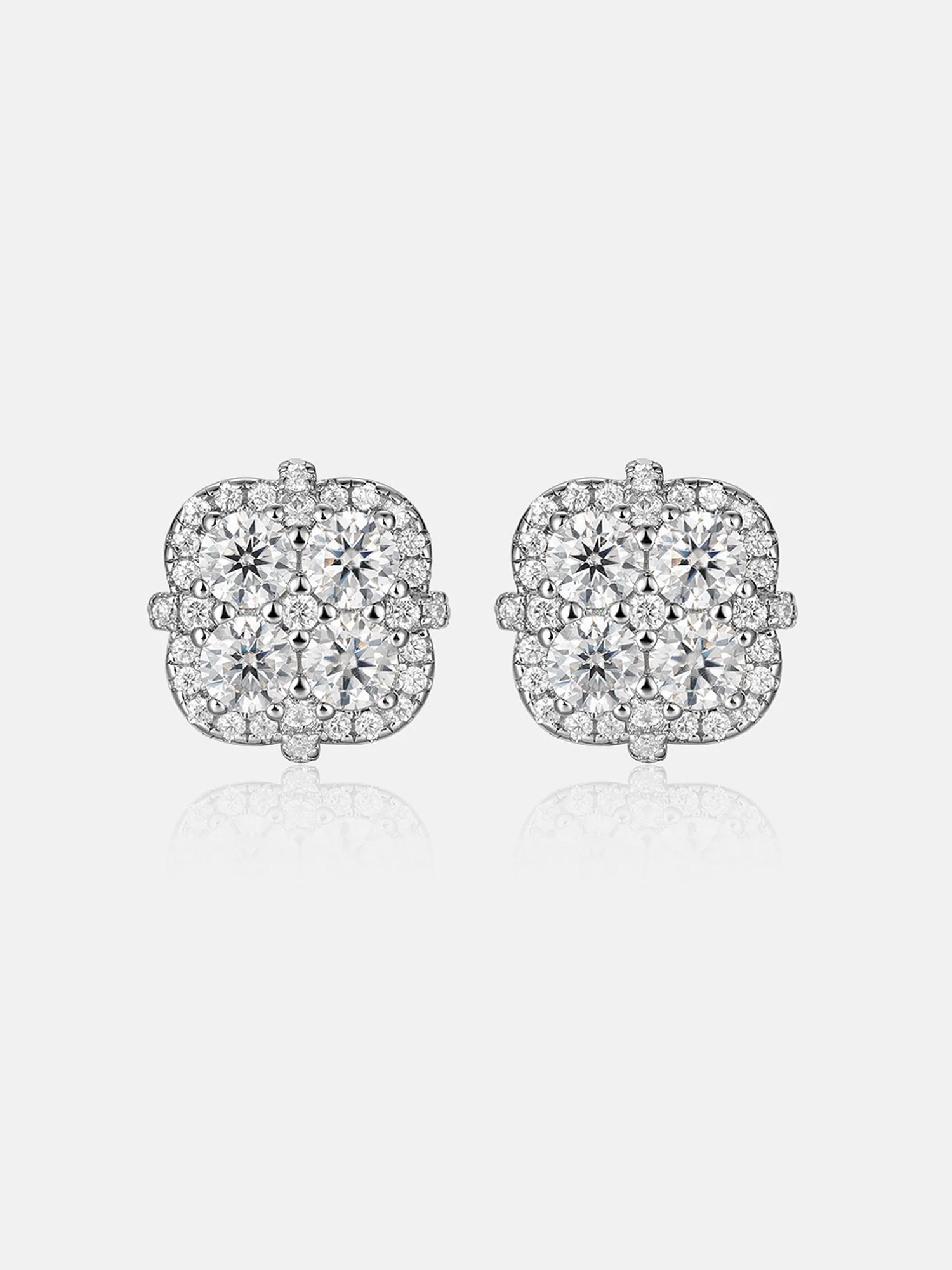 Moissanite Round Cut Cluster Earrings