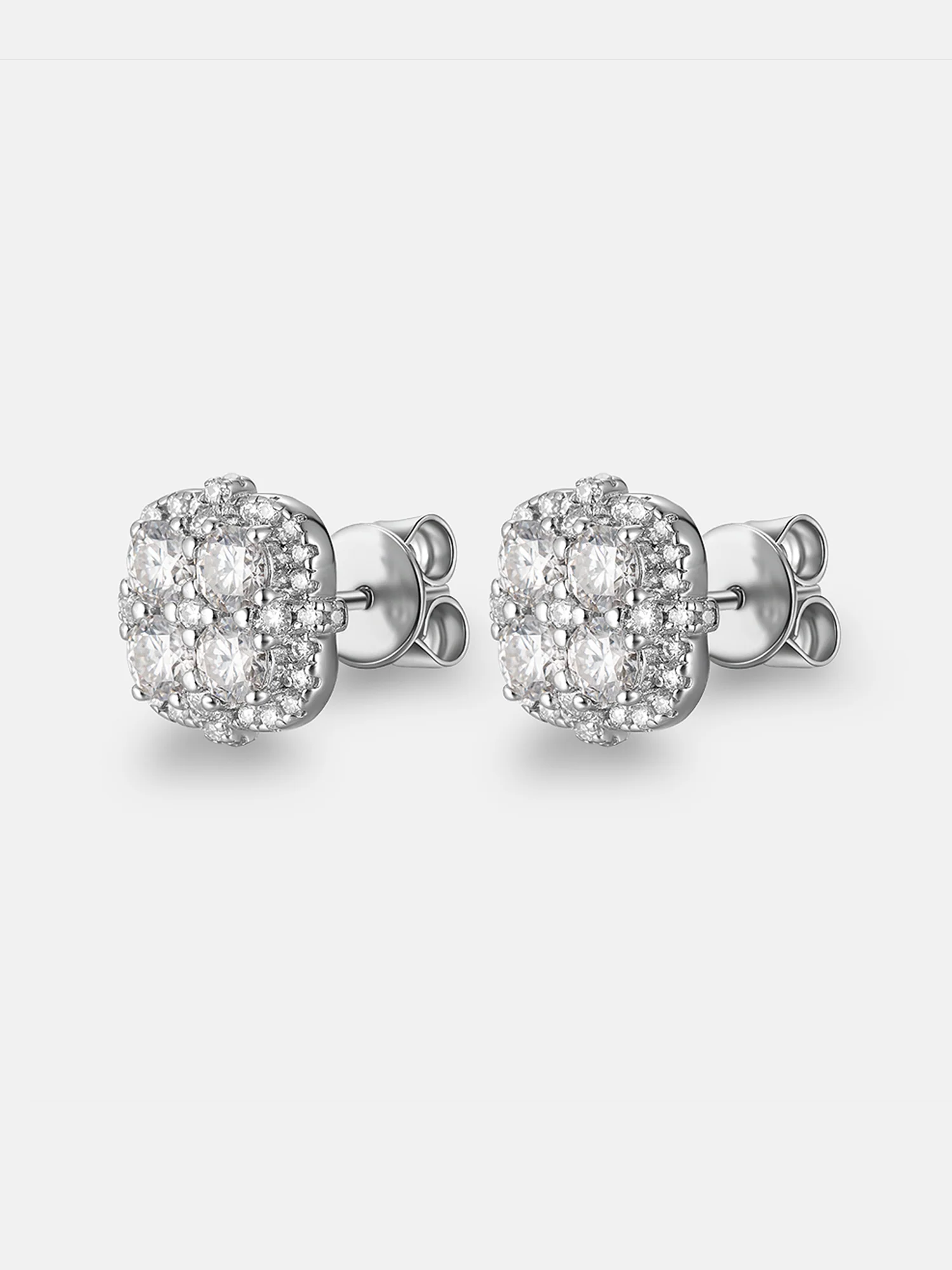 Moissanite Round Cut Cluster Earrings - Image 2