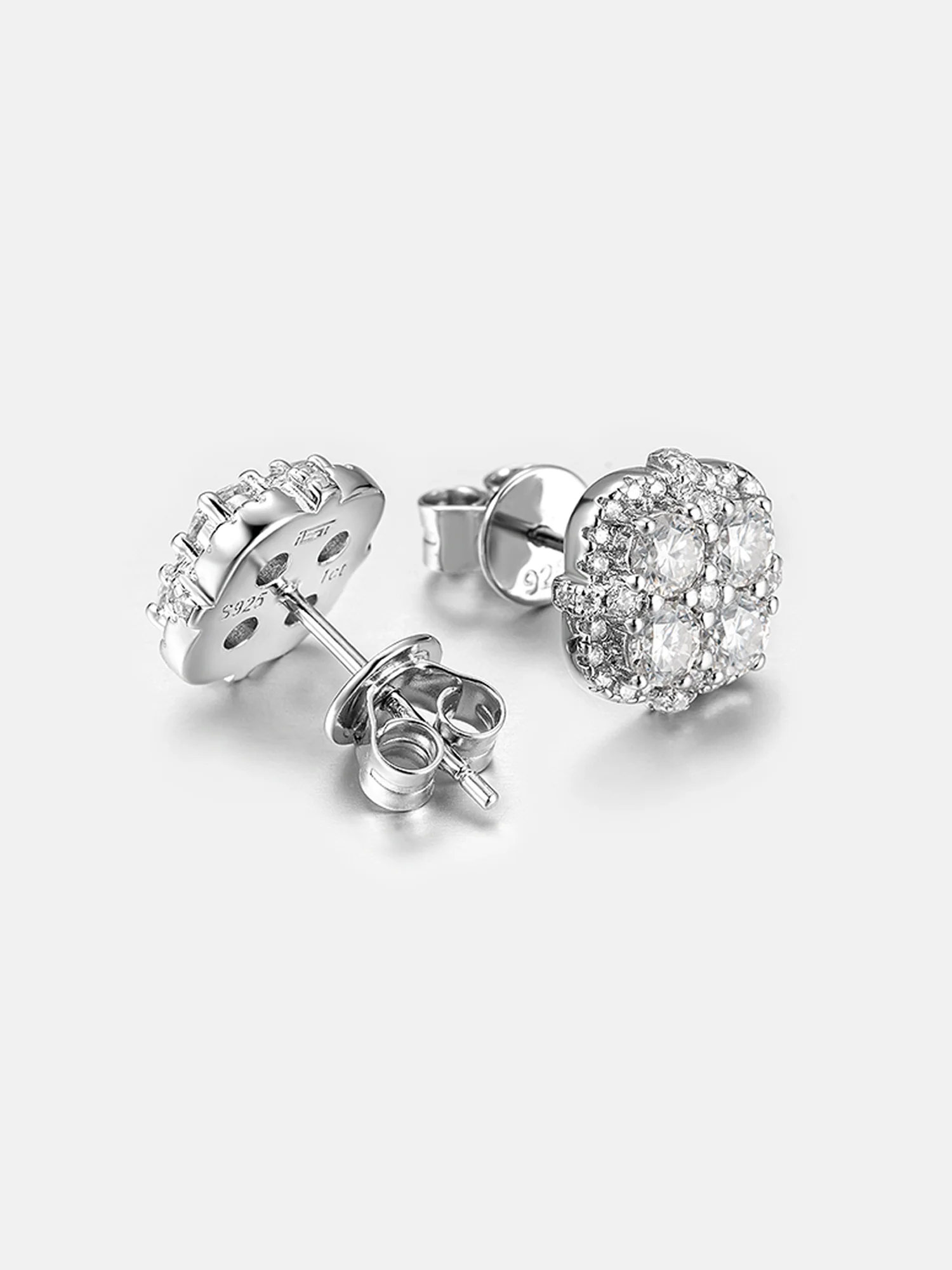 Moissanite Round Cut Cluster Earrings - Image 3