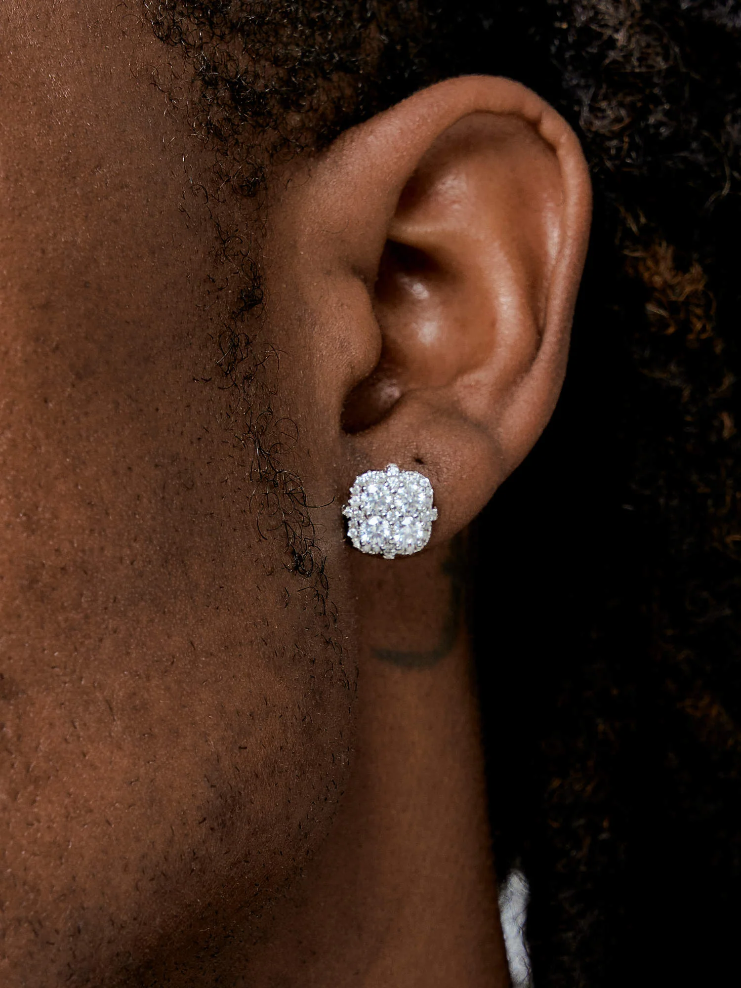 Moissanite Round Cut Cluster Earrings - Image 4