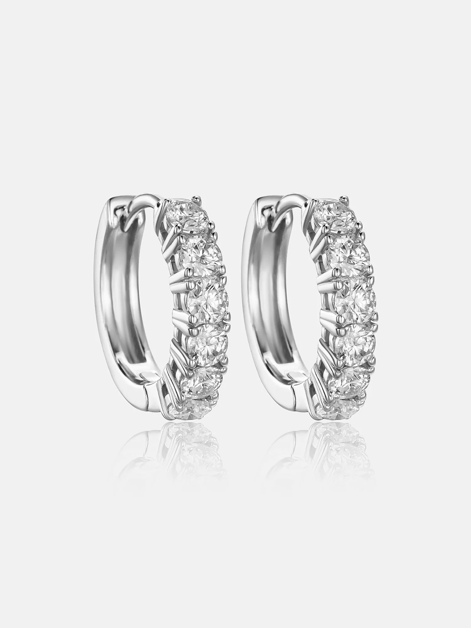 Moissanite Single Row Hoop Earrings-0.6CT Total - Image 3