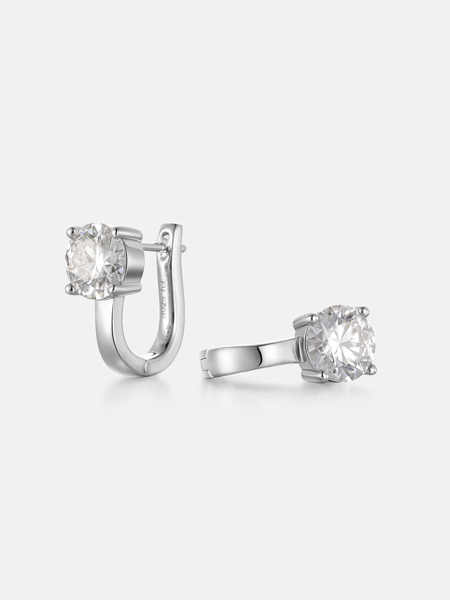 Moissanite Solitaire Hoop Earrings - Image 3