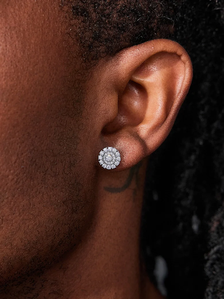 Moissanite Spiked Triple Layer Cluster Stud Earrings - Image 5