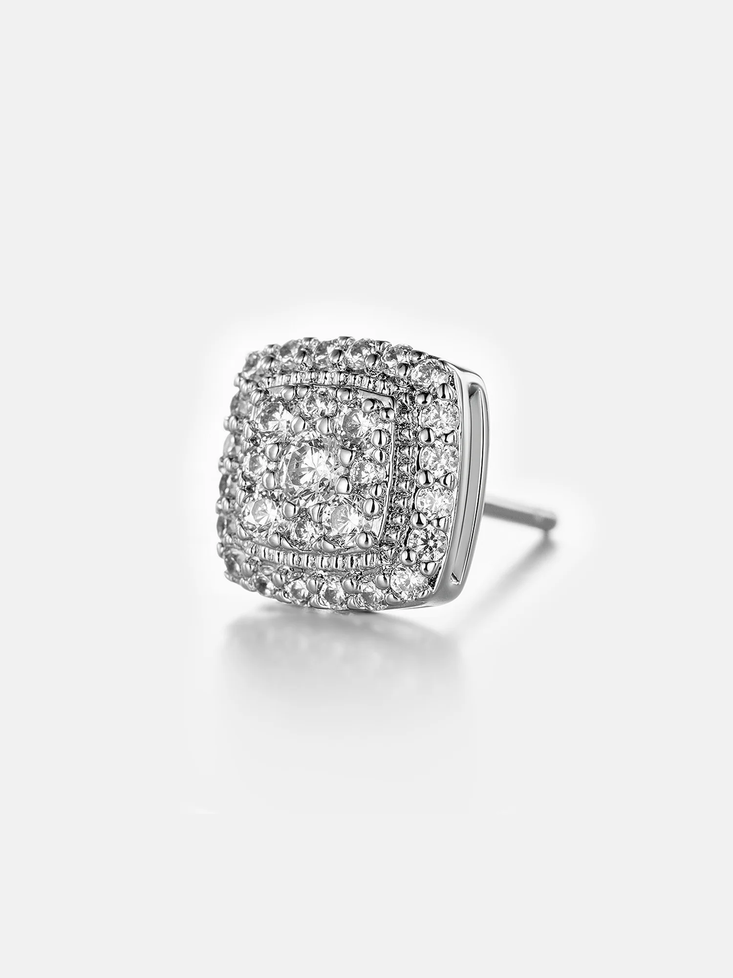 Moissanite Square Cluster Stud Earrings - Image 2