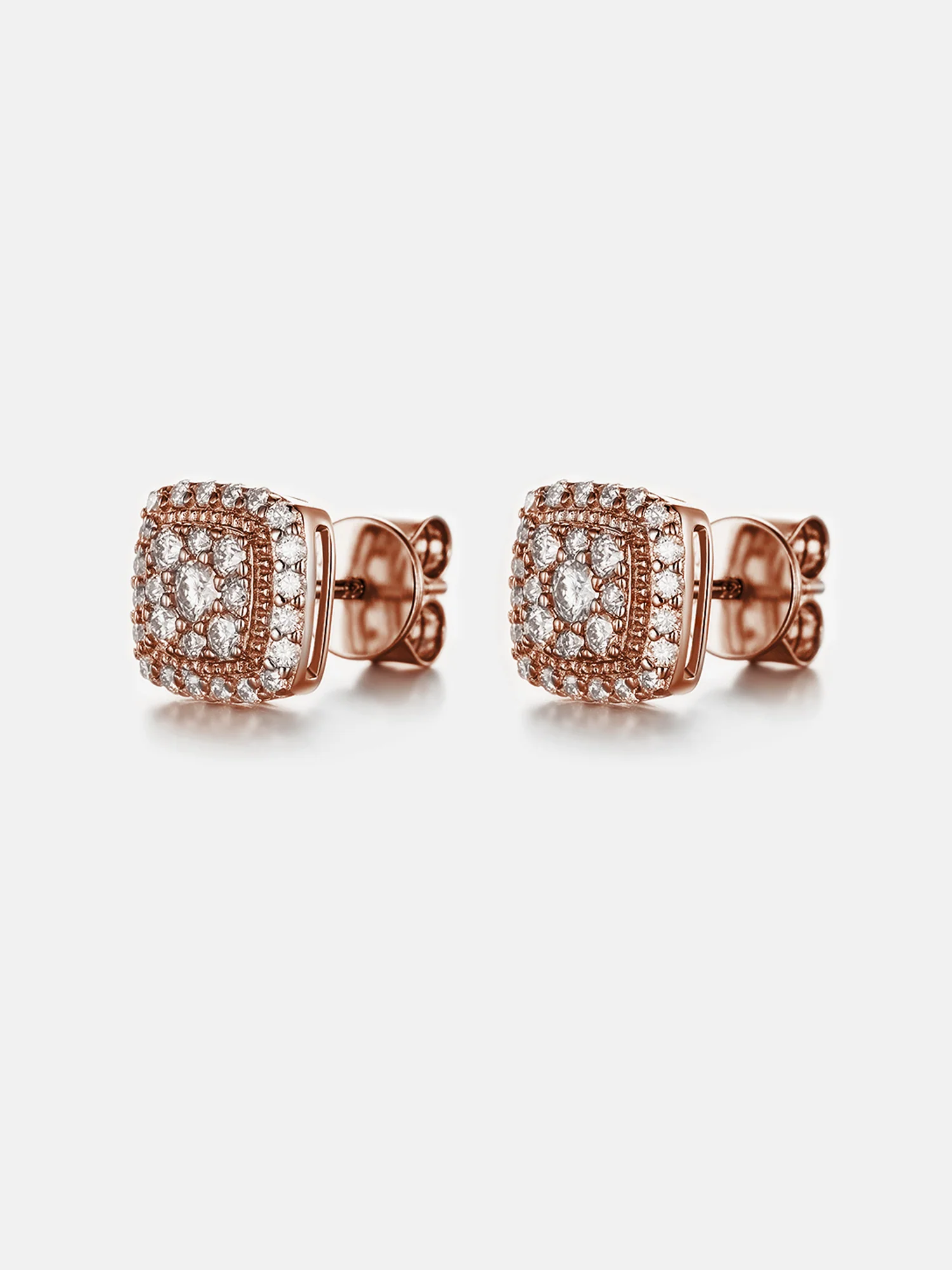 Moissanite Square Cluster Stud Earrings - Image 3