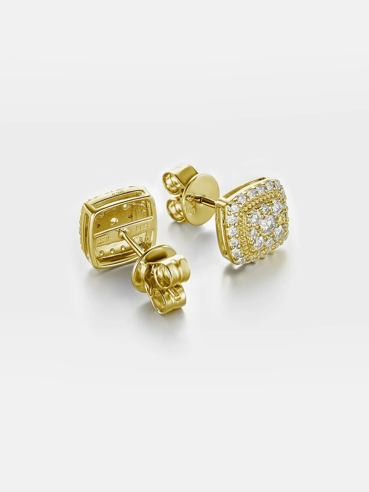 Moissanite Square Cluster Stud Earrings - Image 4