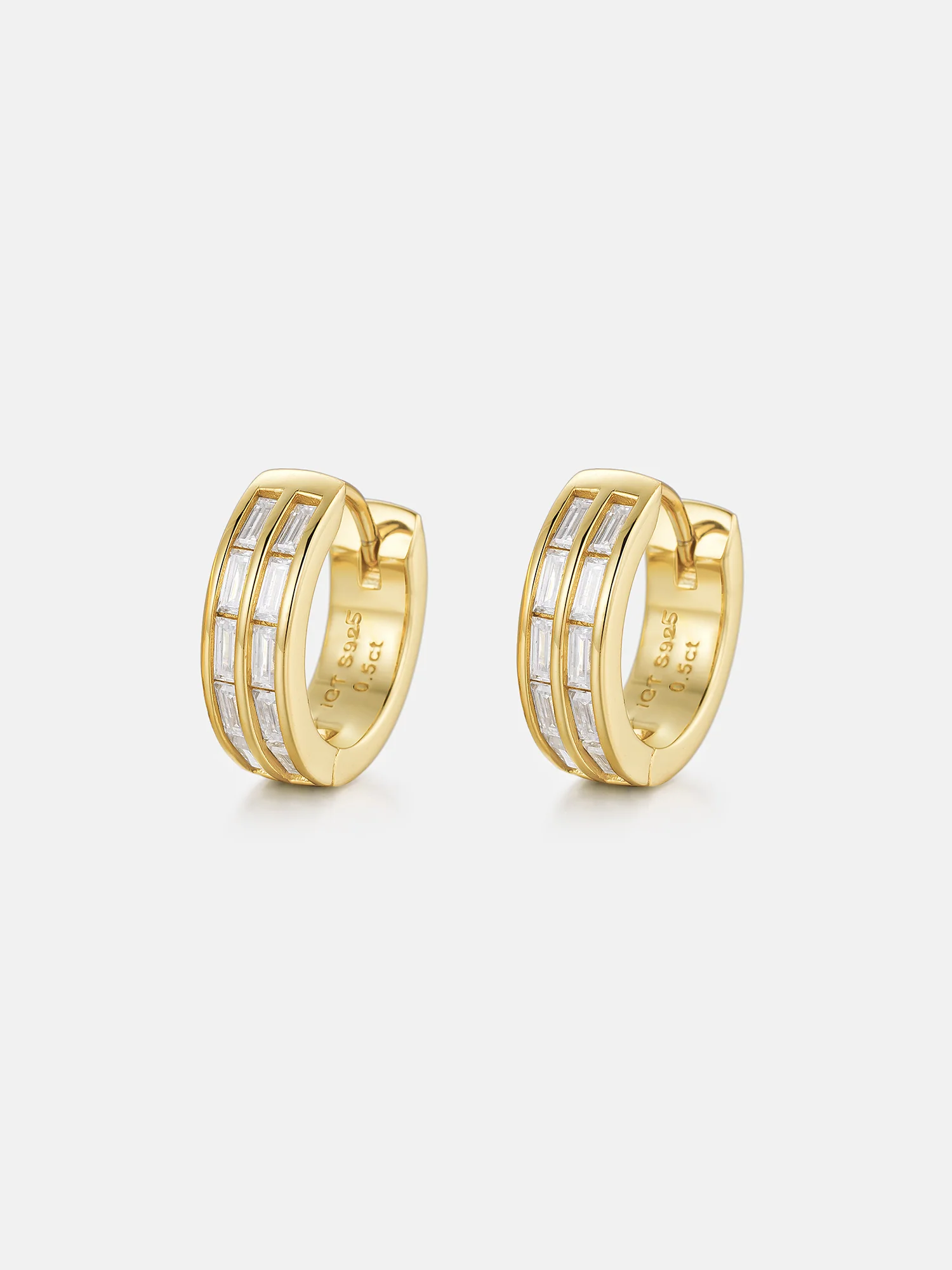Moissanite Two Row Baguette Hoop Earrings - Image 5