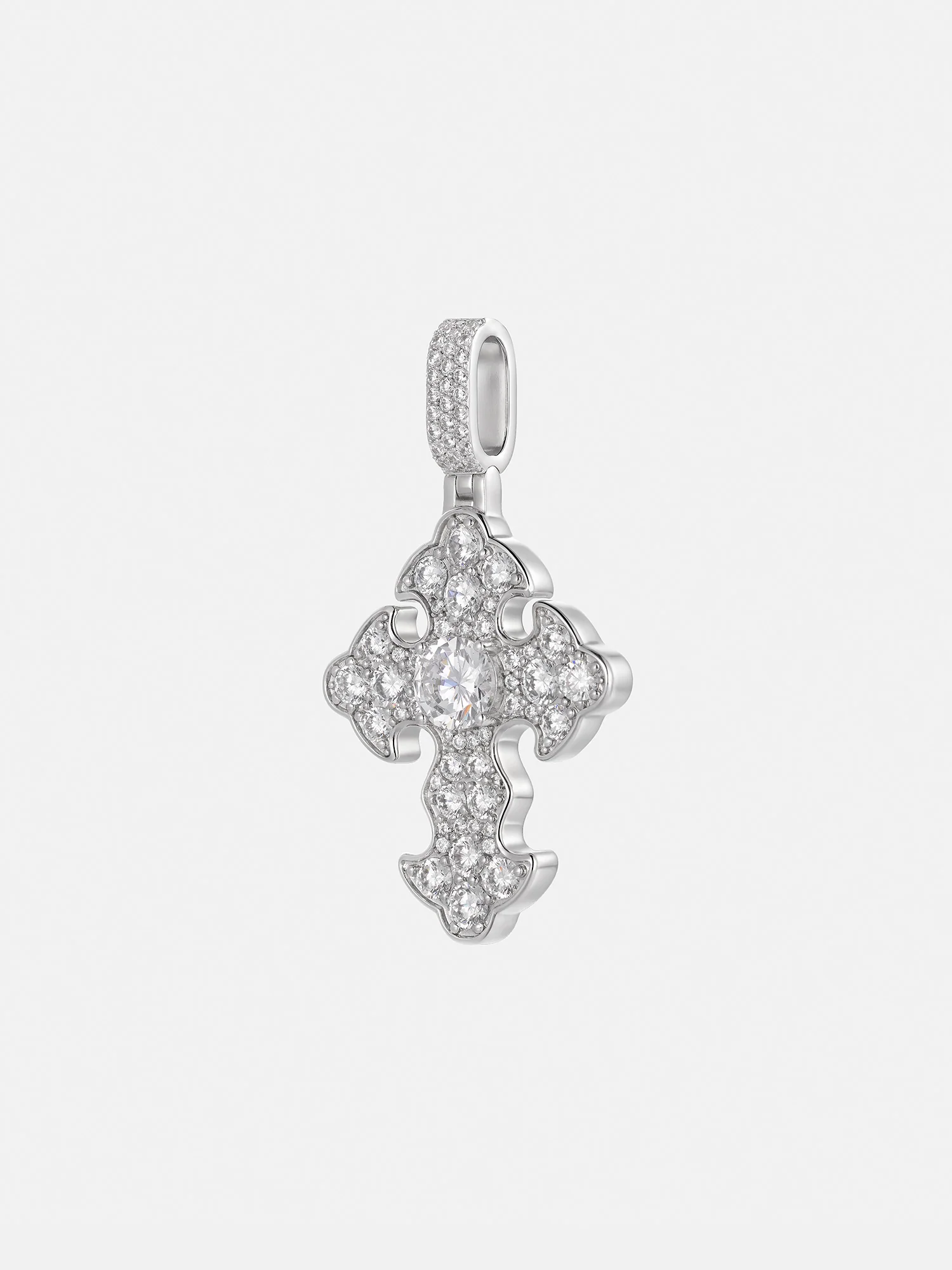 Mosaic Iced Petal 8mm Moissanite Cross Pendant - Image 2