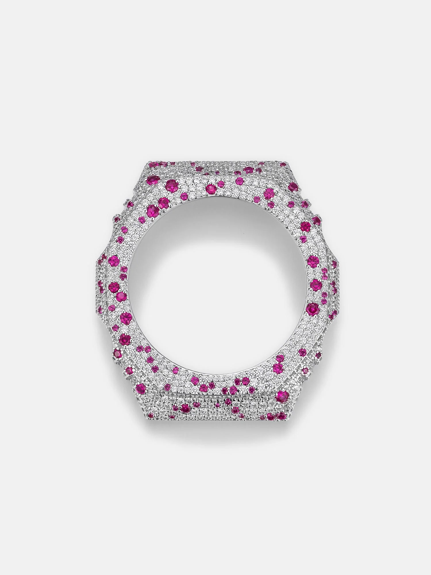 Mosaic Pink Gem & White Moissanite Bezel For GA-2100 Watch - Image 3