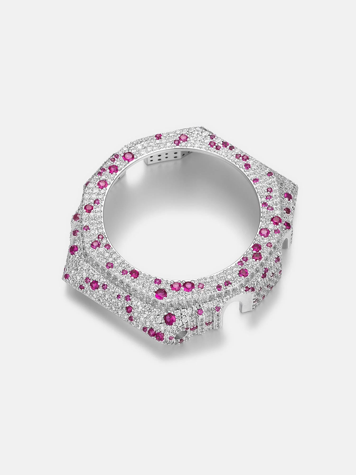 Mosaic Pink Gem & White Moissanite Bezel For GA-2100 Watch - Image 5