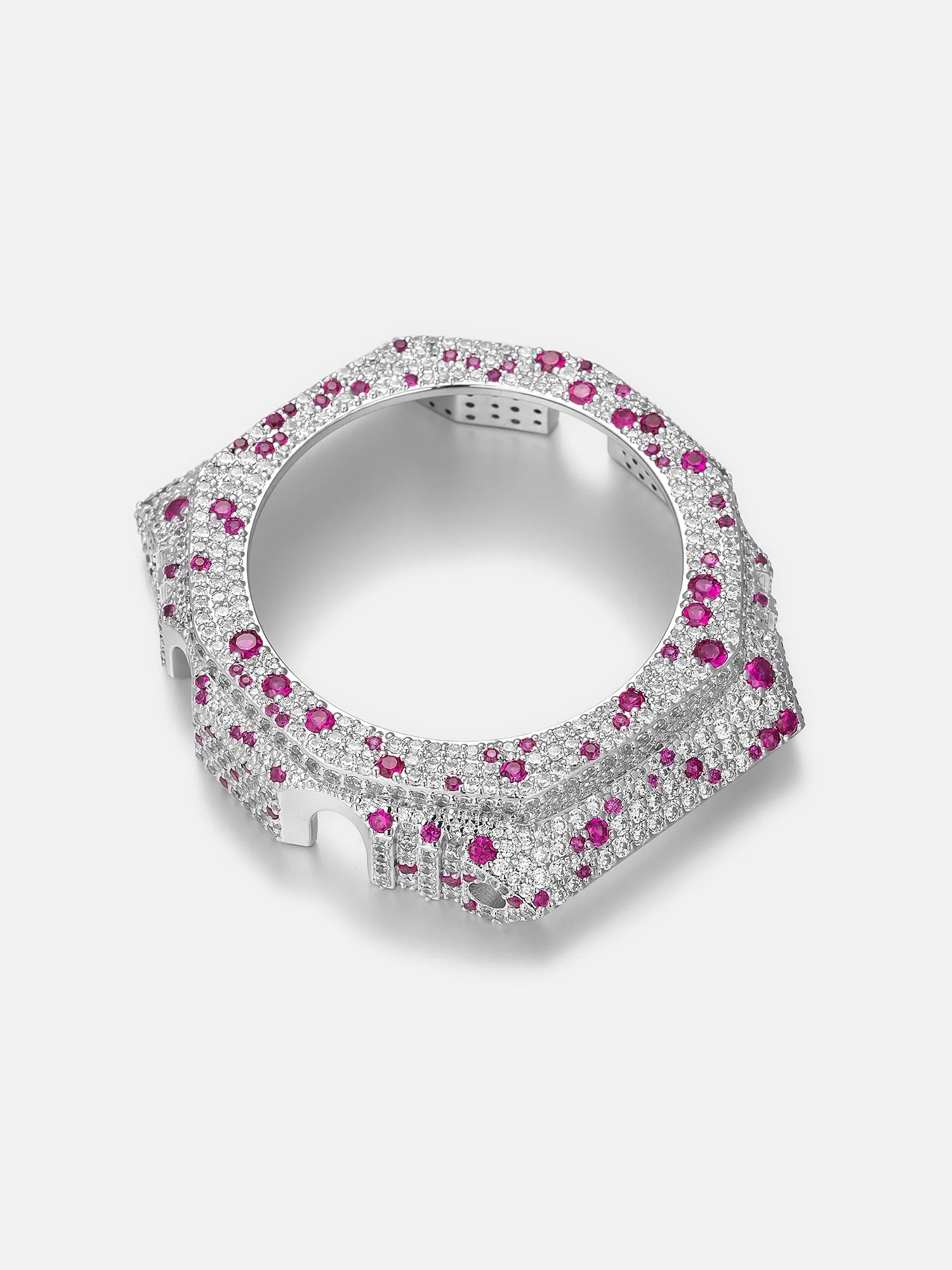 Mosaic Pink Gem & White Moissanite Bezel For GA-2100 Watch - Image 6