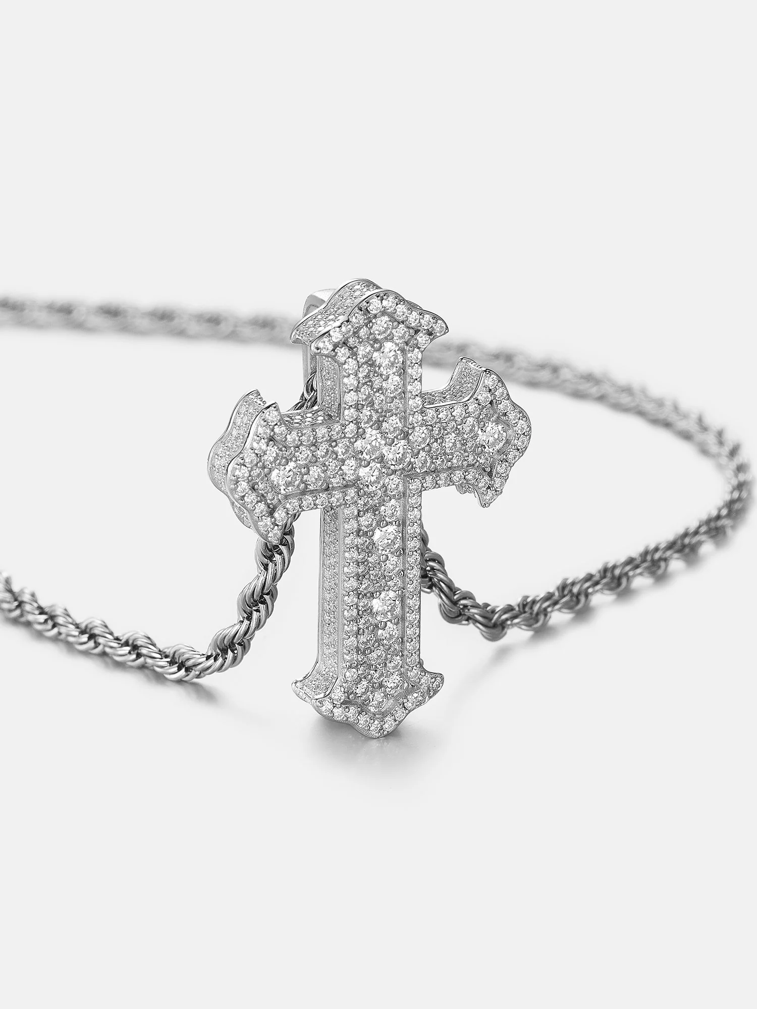 Mosaic Set Moissanite Cross Pendant - Image 3