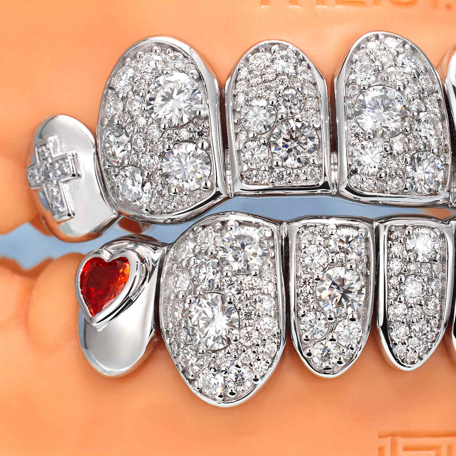 Mosaic/Snow Set Moissanite Diamond Grillz - Image 9