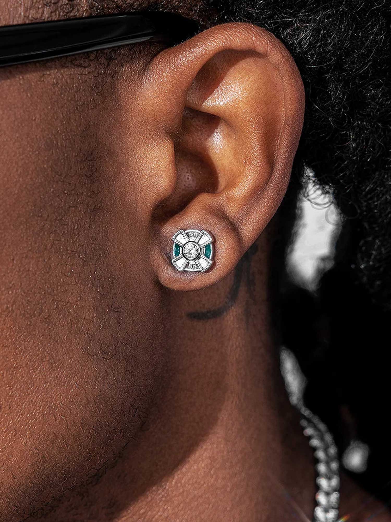 Mossanite Enamel Pinwheel Stud Earrings - Image 3