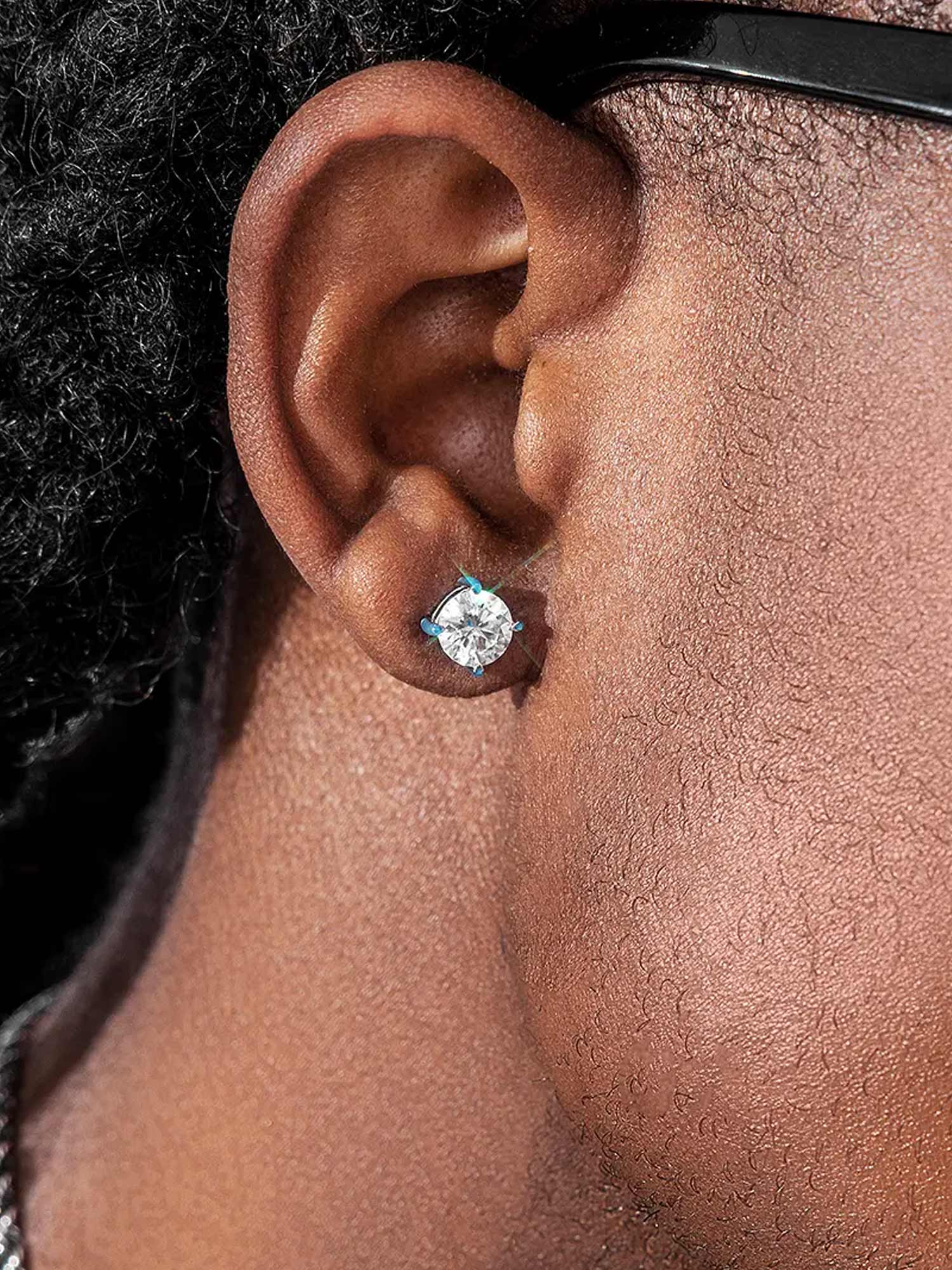 Mossanite Enamel Round Cut Earrings - Image 3