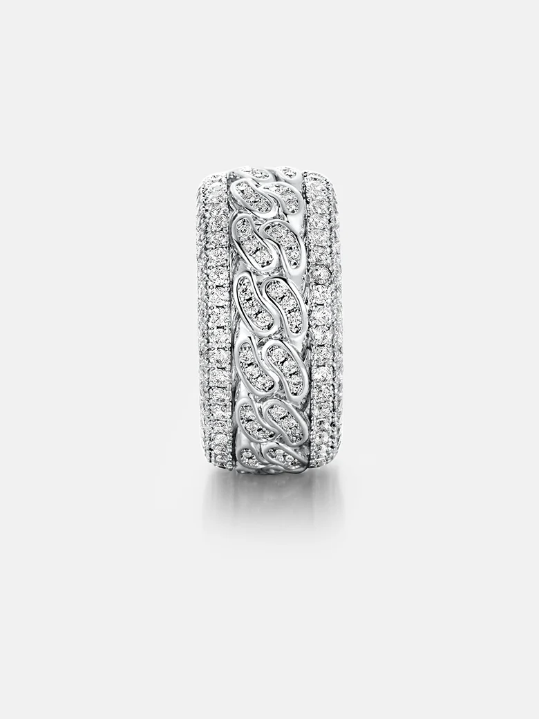 Multi-Row Moissanite Cuban Ring - Image 2