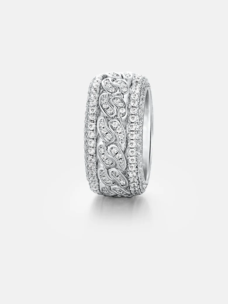 Multi-Row Moissanite Cuban Ring - Image 3