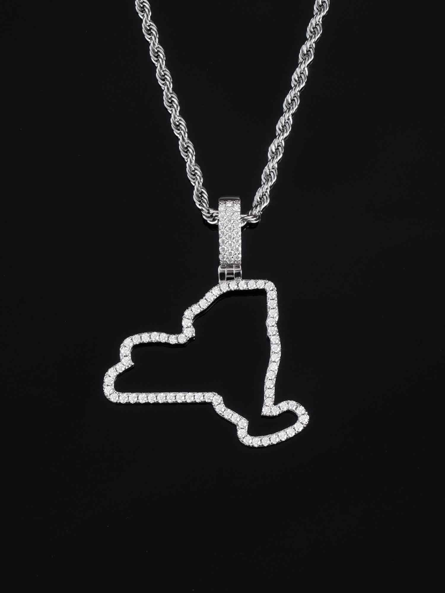 New York US State Moissanite Map Pendant - Image 3
