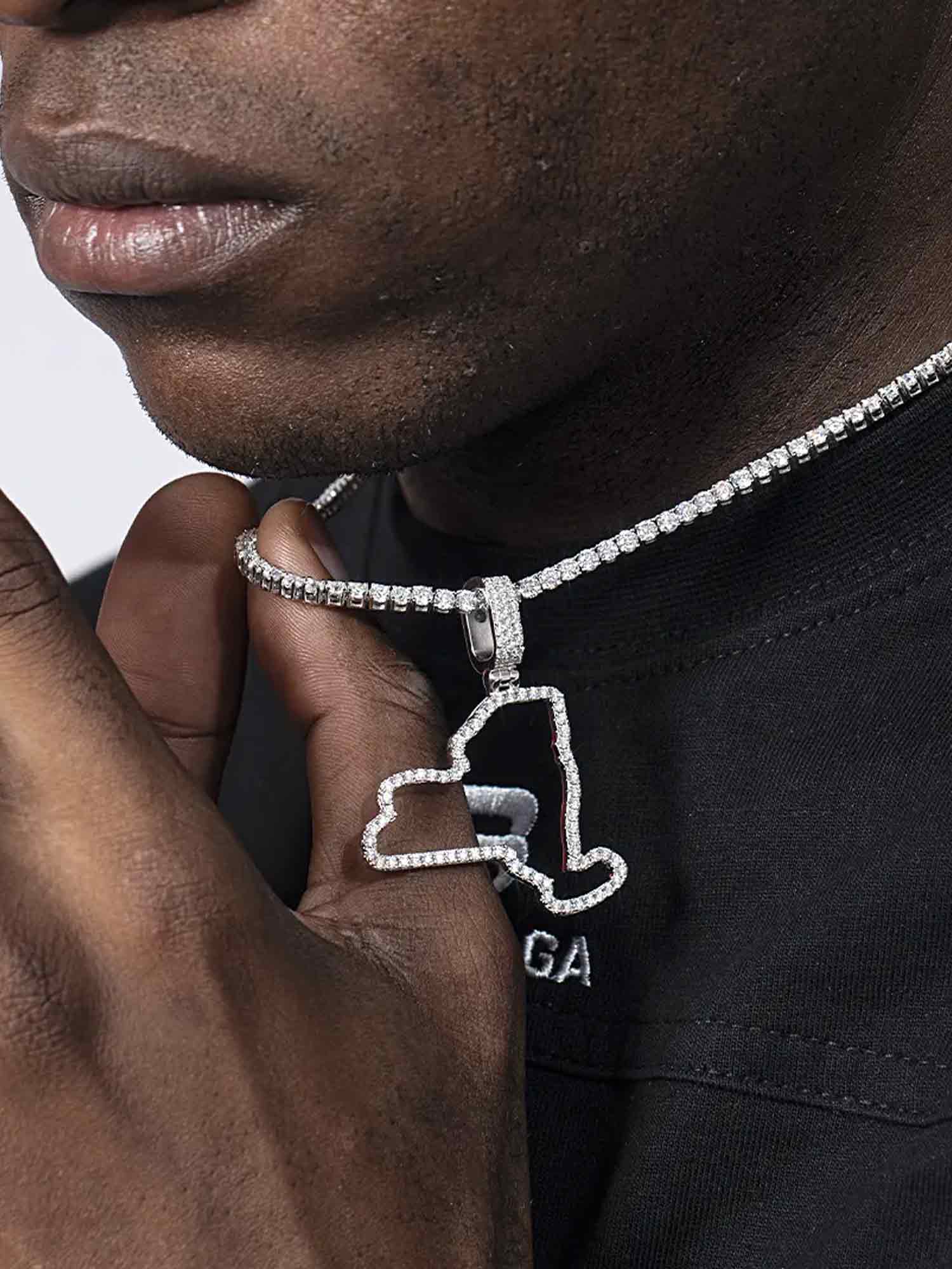 New York US State Moissanite Map Pendant - Image 6