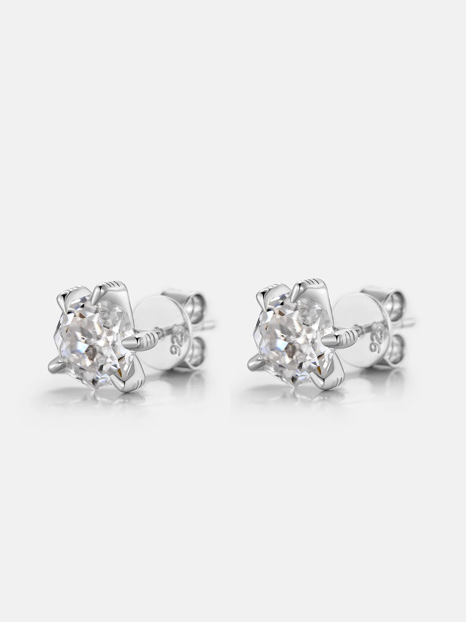 Octagonal Cut Moissanite Dragon Claw Earrings - Image 2