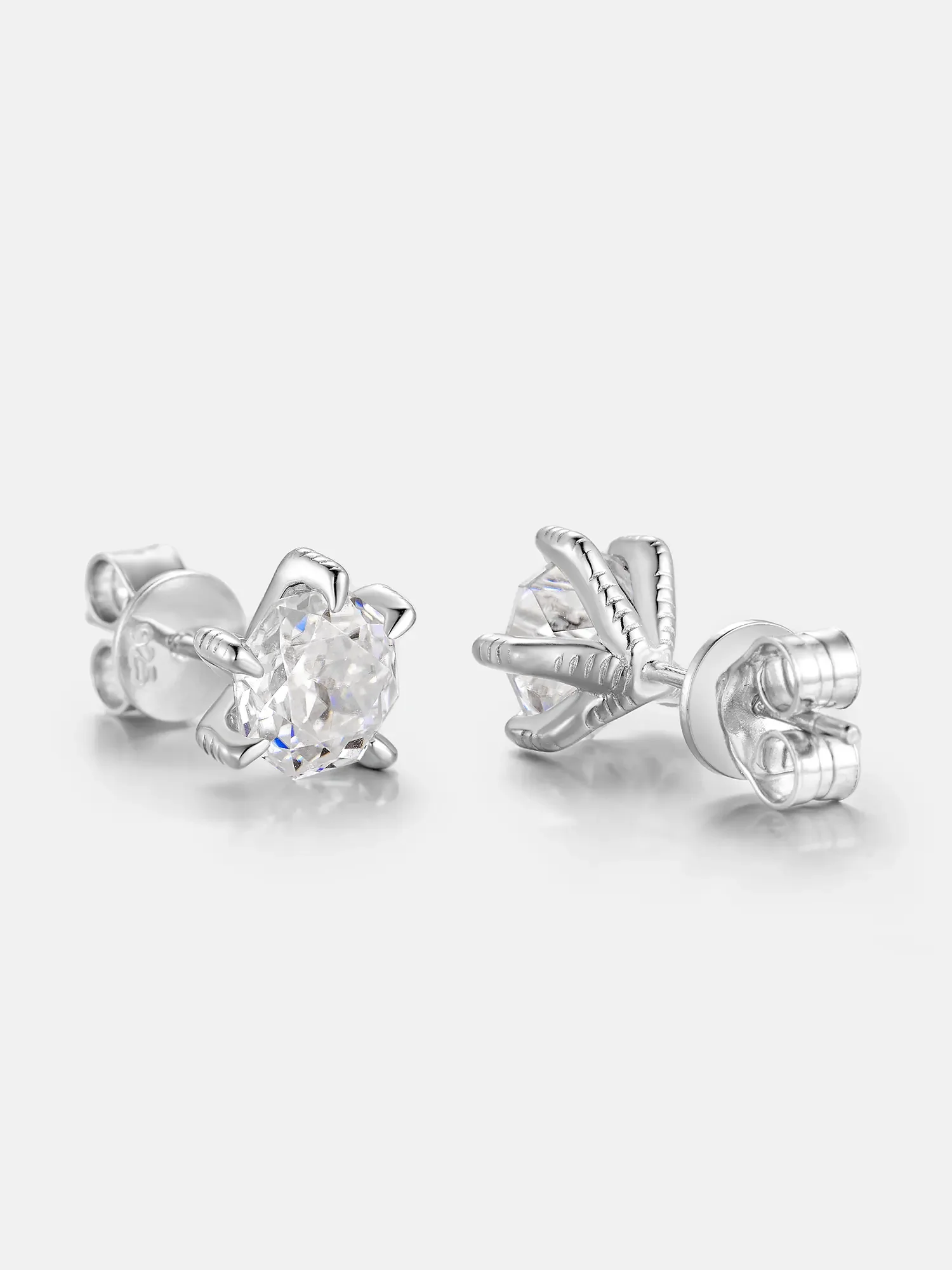 Octagonal Cut Moissanite Dragon Claw Earrings - Image 4
