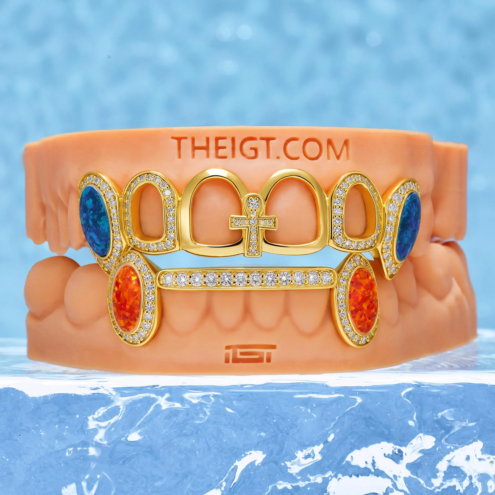 Opal Fang & Center Ankh Grillz